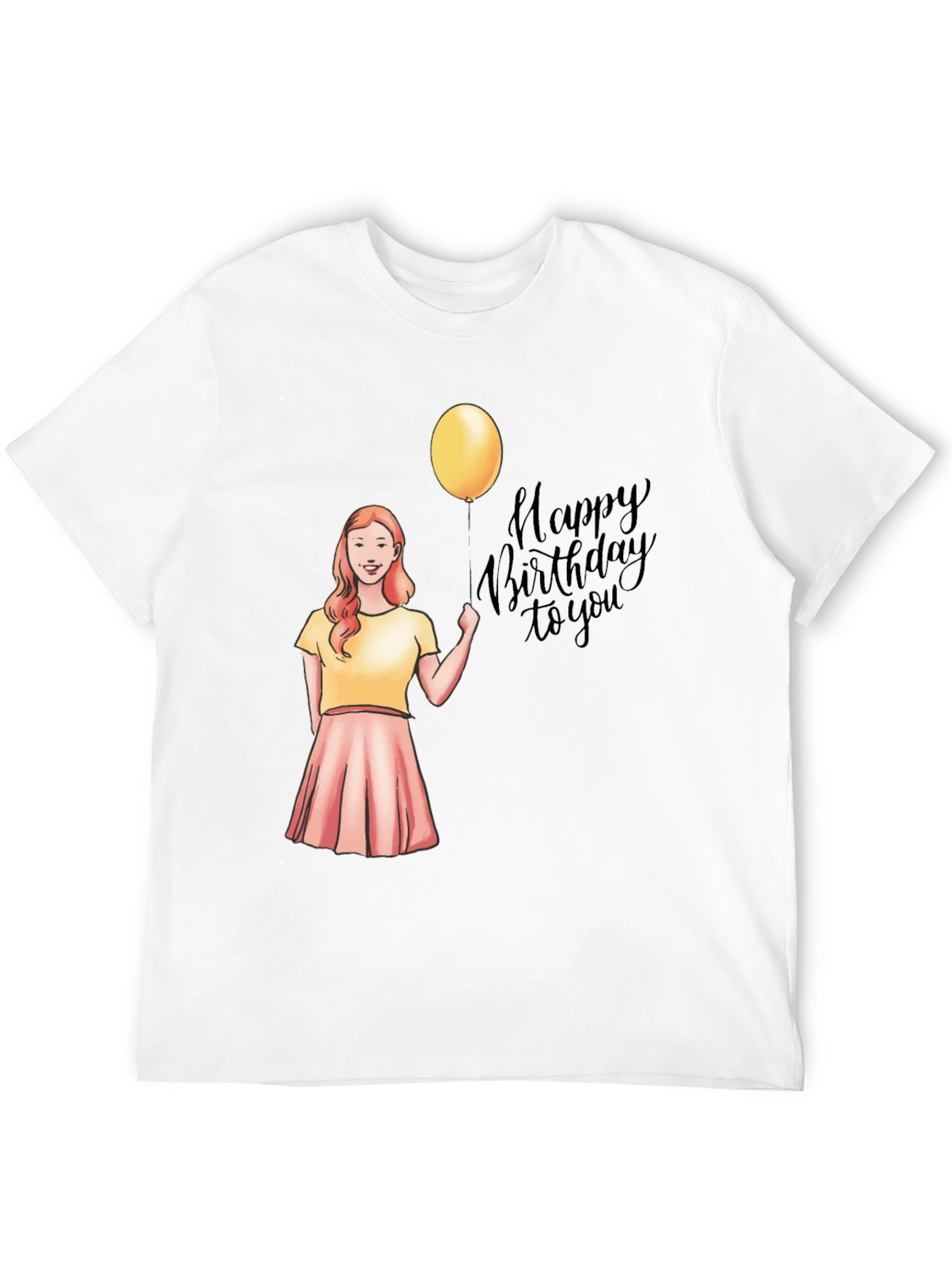 Happy Birthday Girl on Black T-Shirt