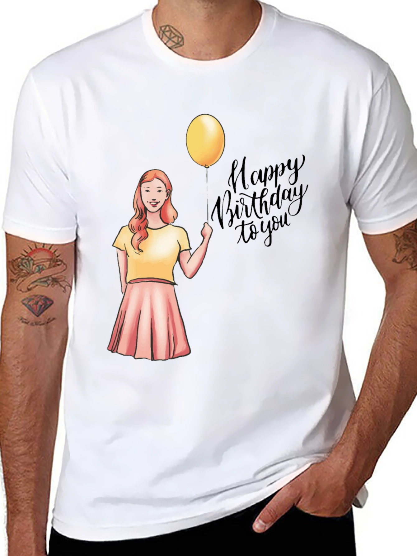 Happy Birthday Girl on Black T-Shirt