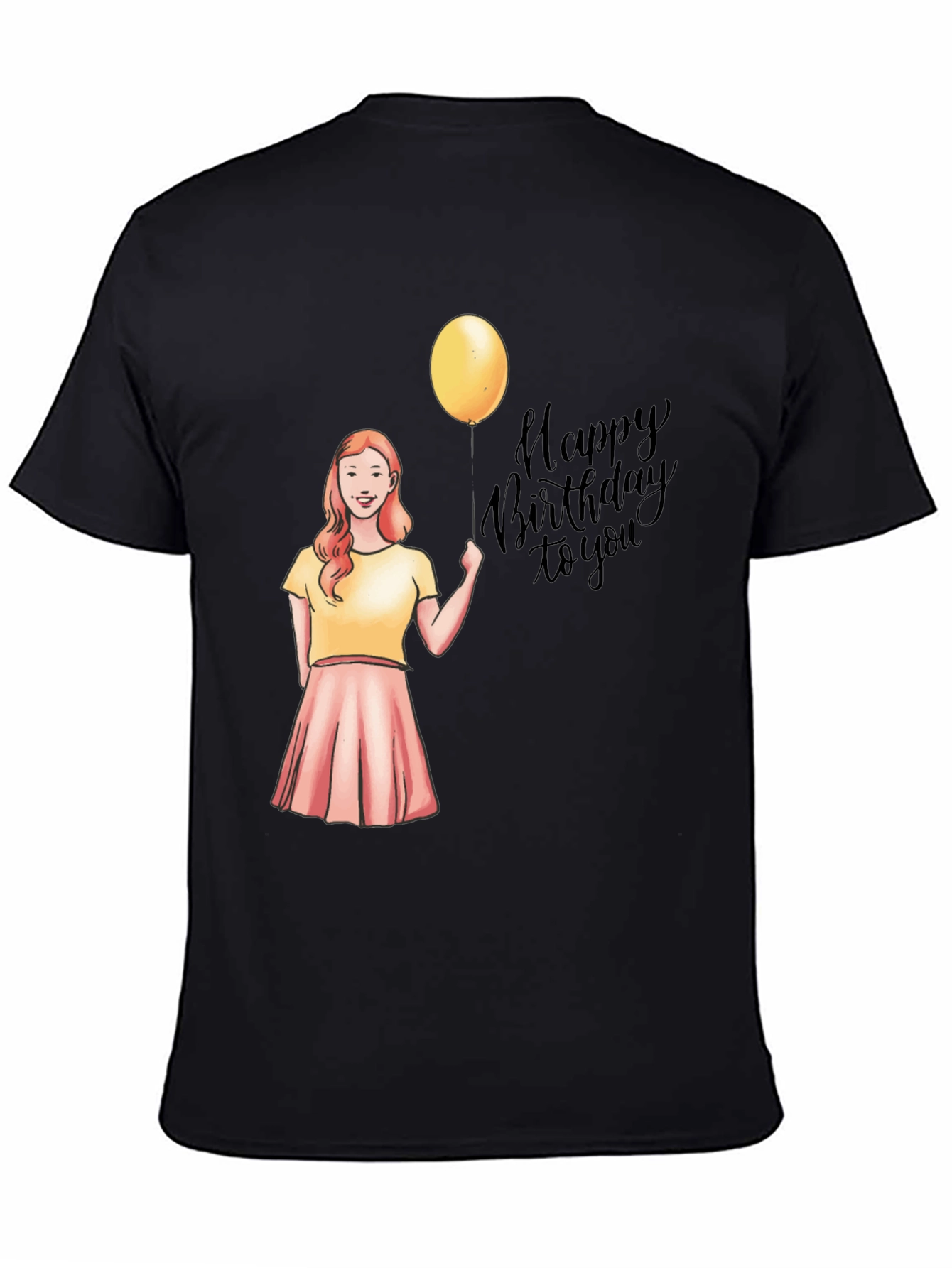 Happy Birthday Girl on Black T-Shirt