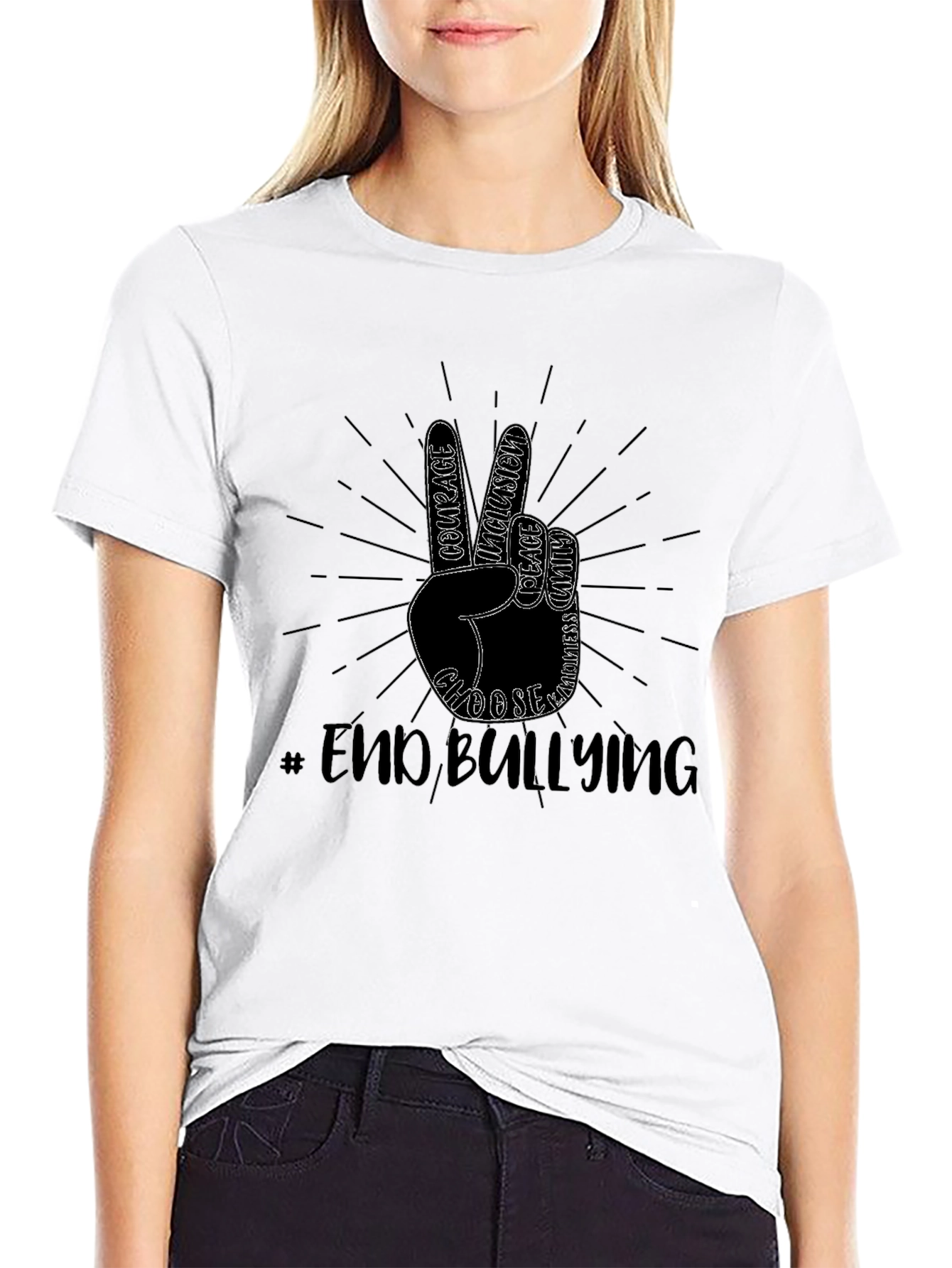End Bullying T-Shirt Peace Sign Kindness Tee