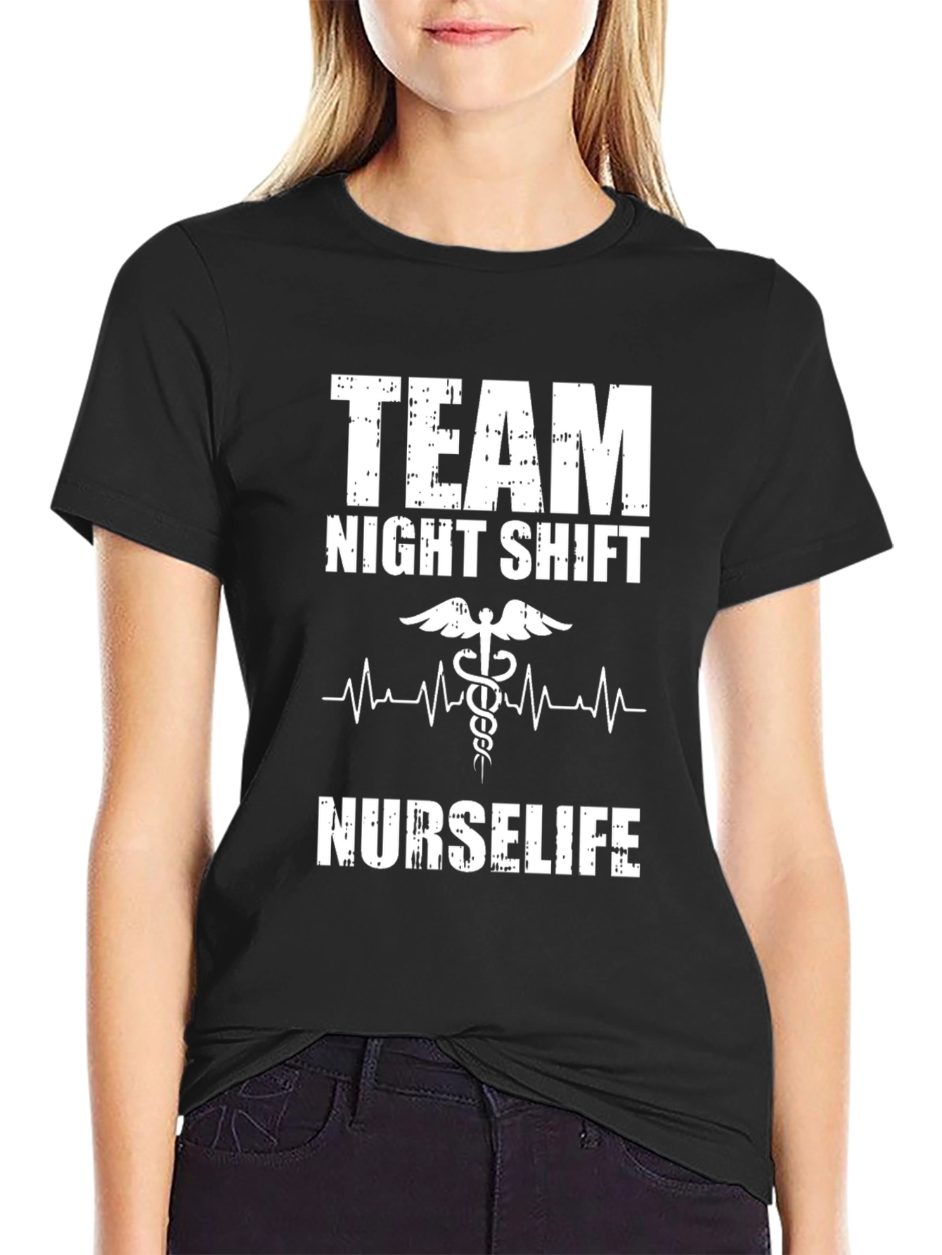 Team Night Shift Nurse Life Black T-Shirt