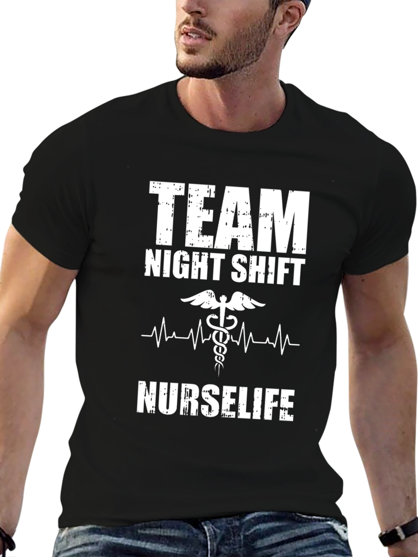 Team Night Shift Nurse Life Black T-Shirt