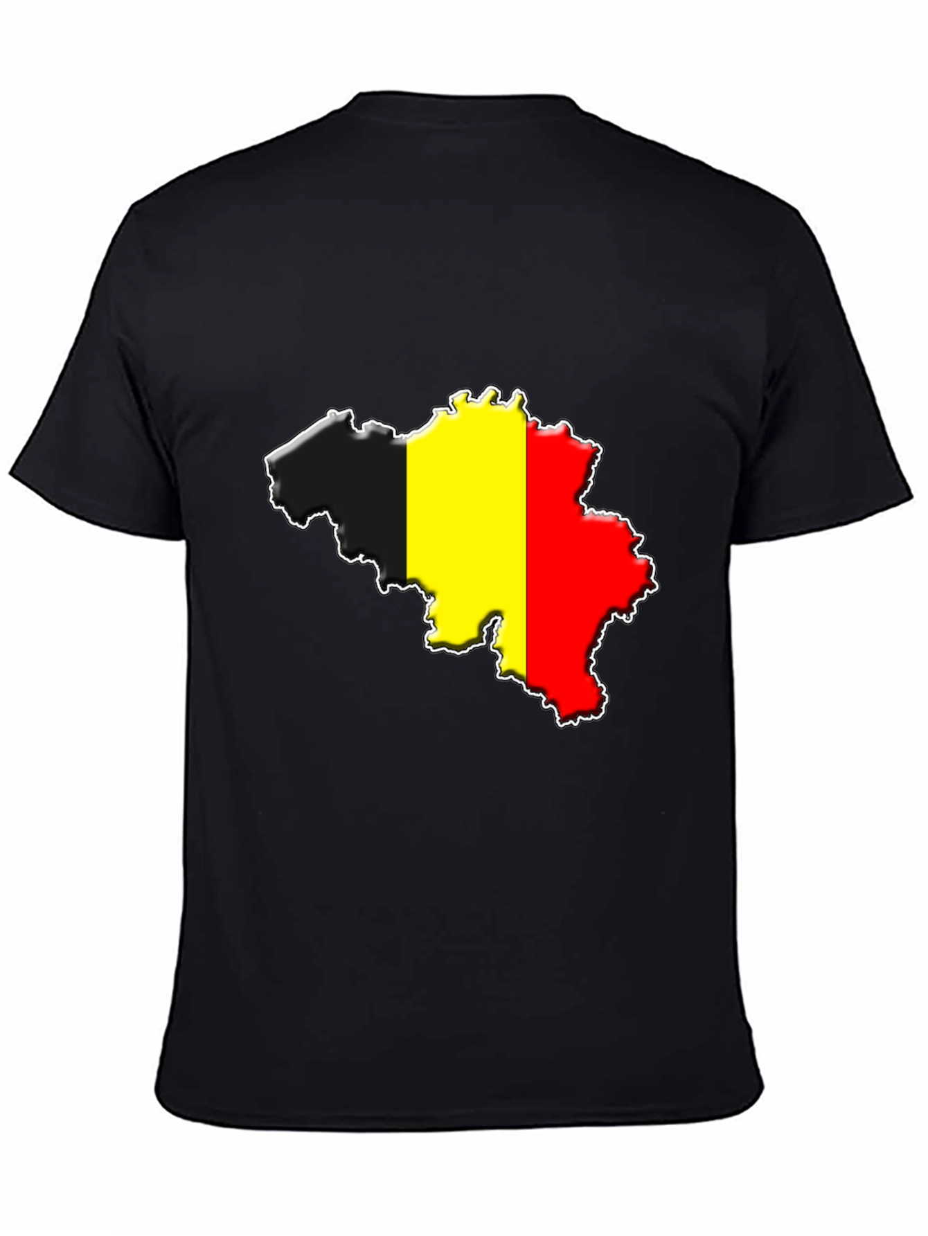 Belgium Flag Map T-Shirt - Black Cotton Tee