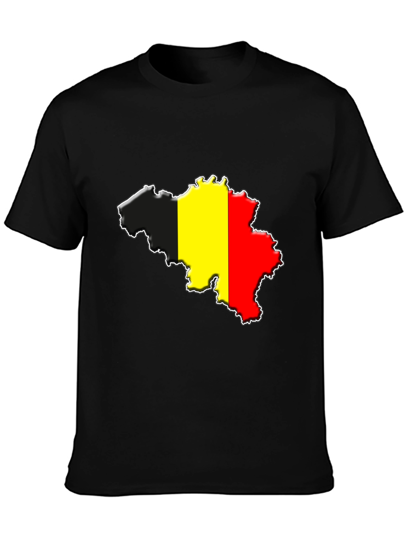 Belgium Flag Map T-Shirt - Black Cotton Tee