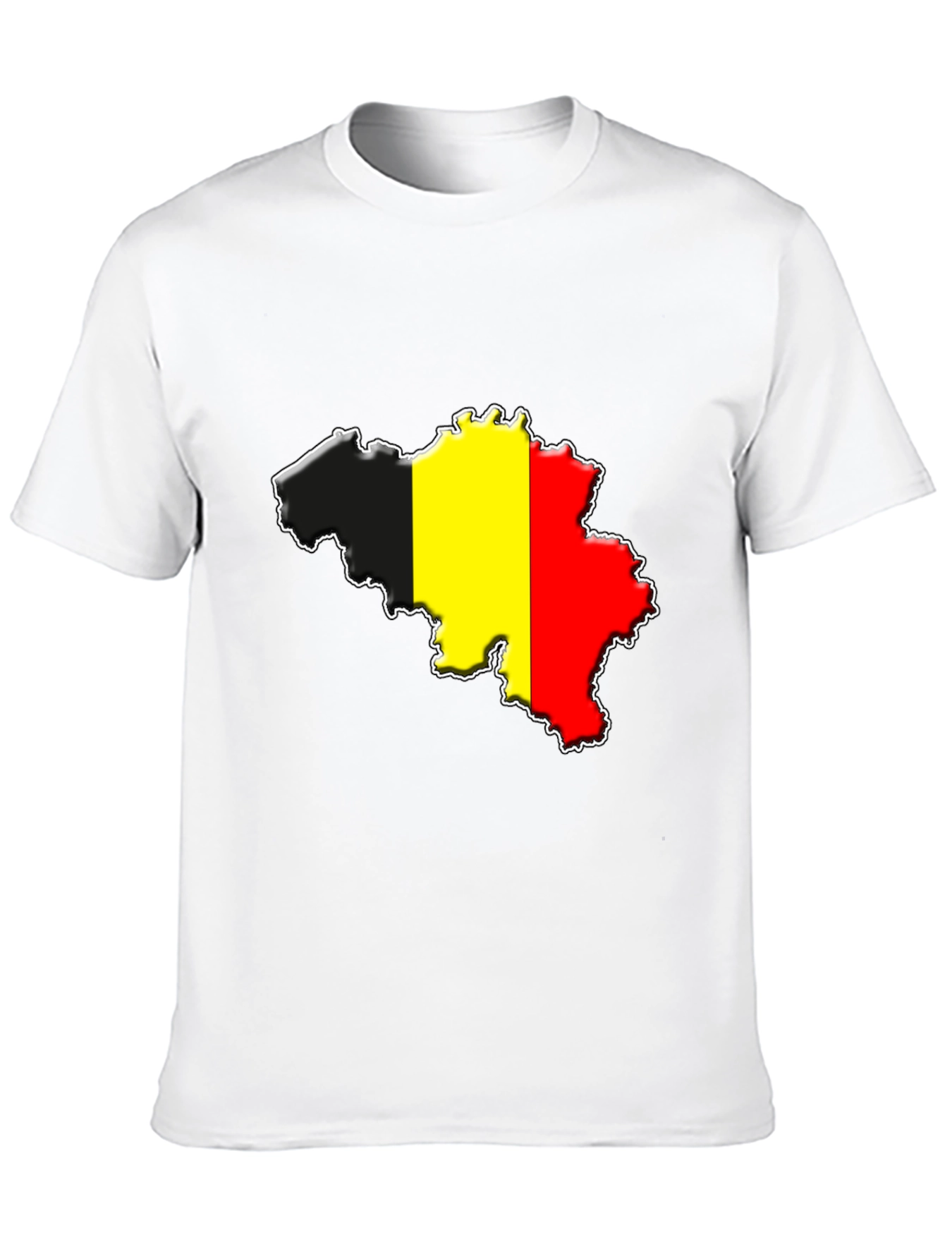 Belgium Flag Map T-Shirt - Black Cotton Tee