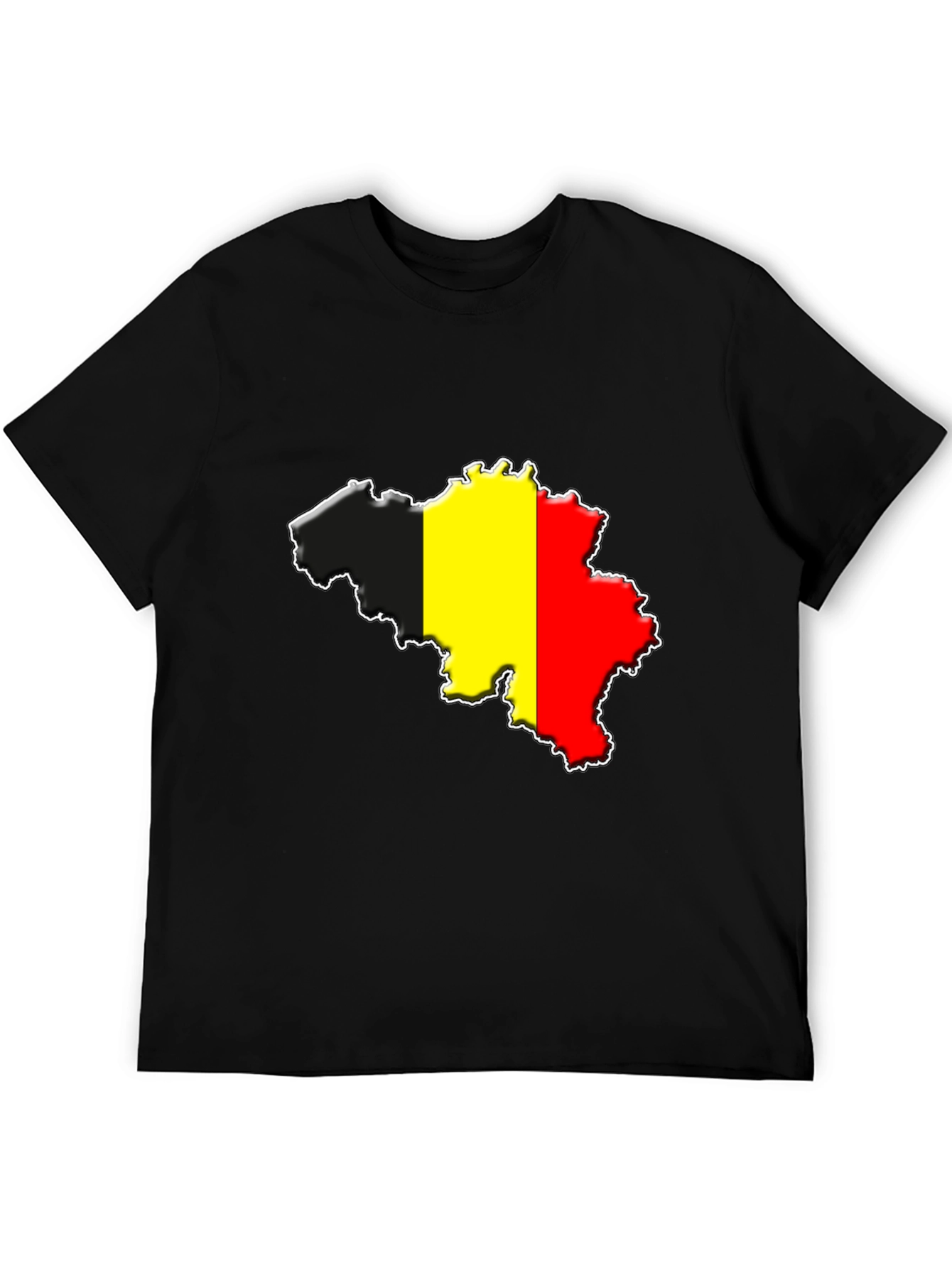 Belgium Flag Map T-Shirt - Black Cotton Tee