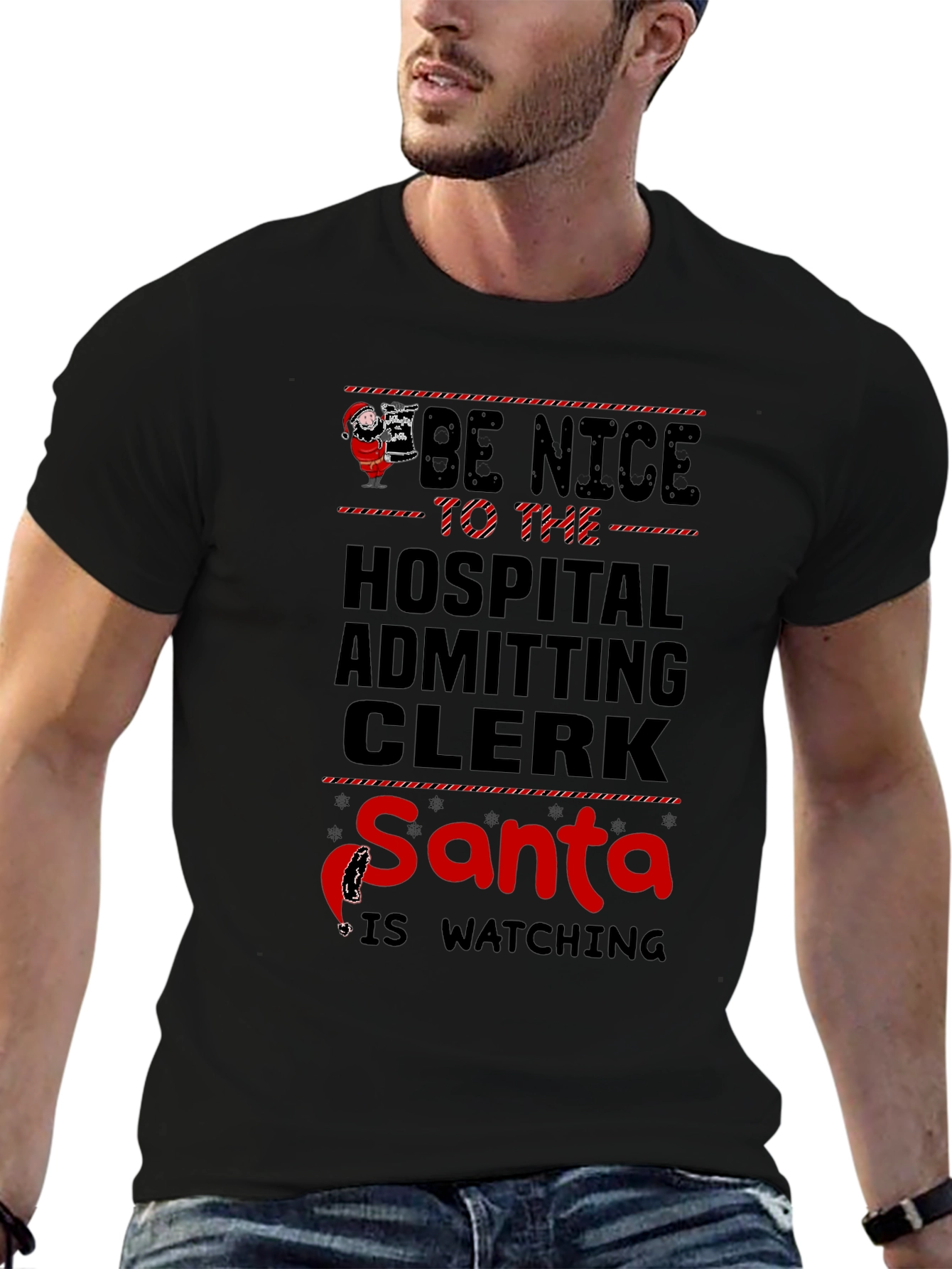Hospital Clerk Santa Watching T-Shirt