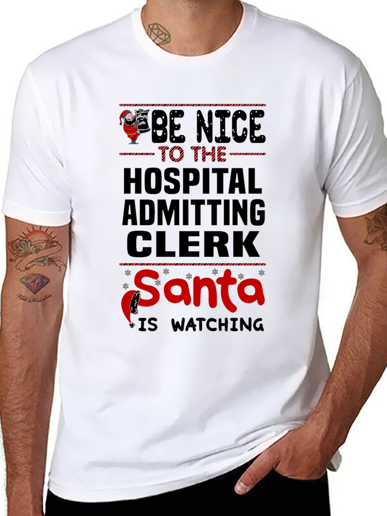 Hospital Clerk Santa Watching T-Shirt