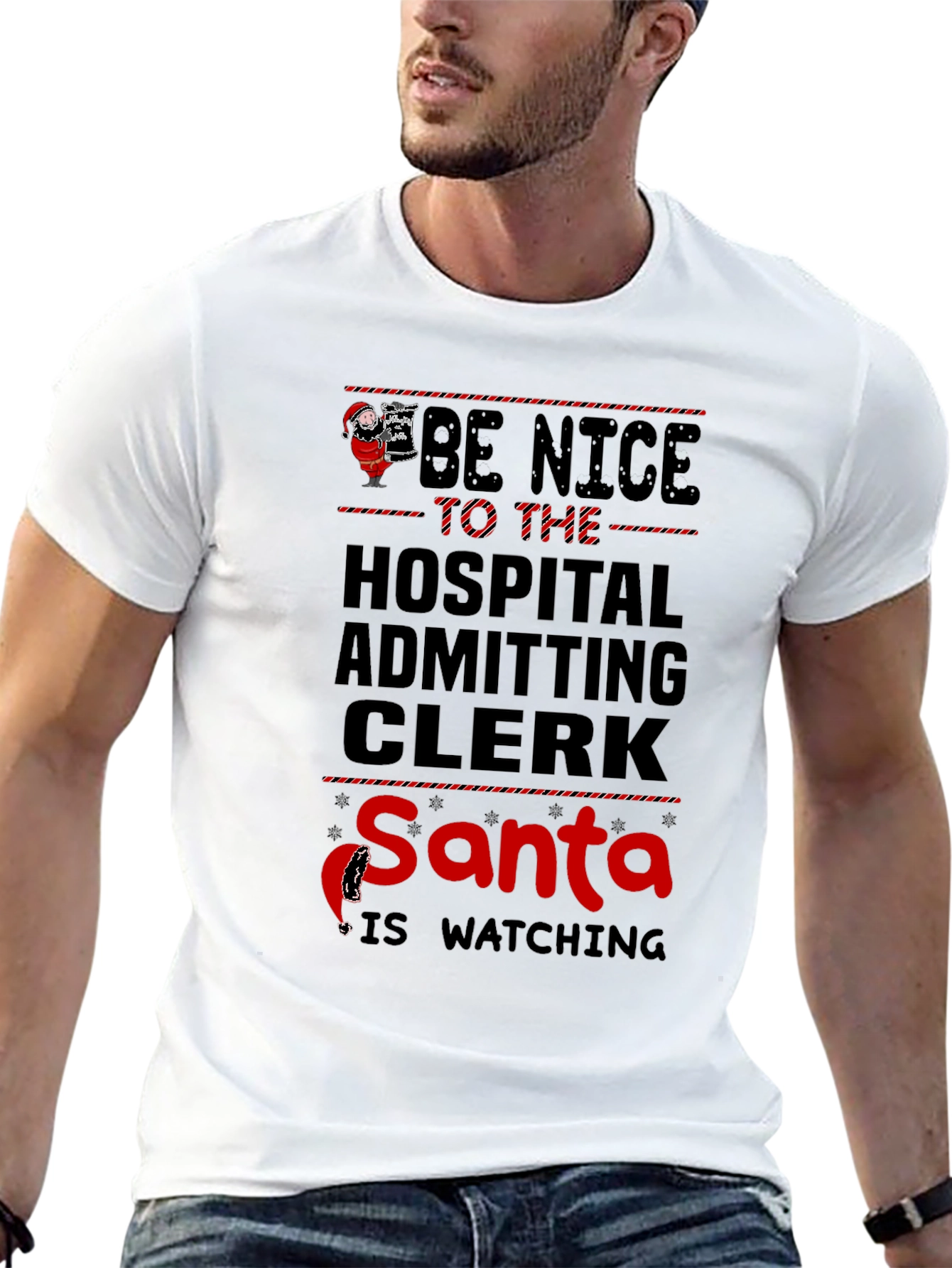 Hospital Clerk Santa Watching T-Shirt