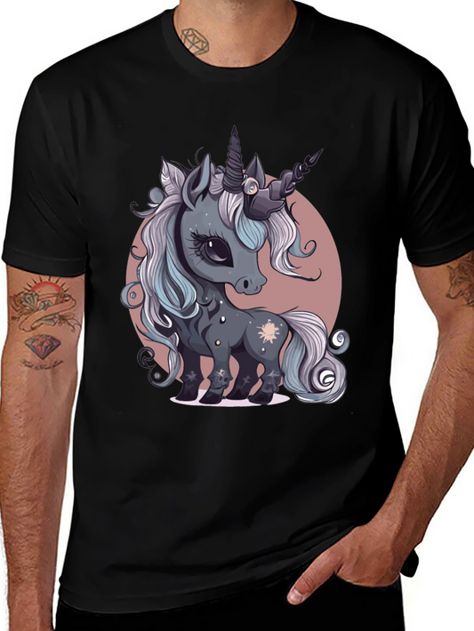 Unicorn Graphic Tee - Black Cotton Blend T-Shirt
