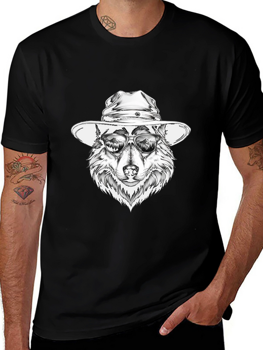 Wolf Graphic Tee - Cool Canine in Hat & Shades