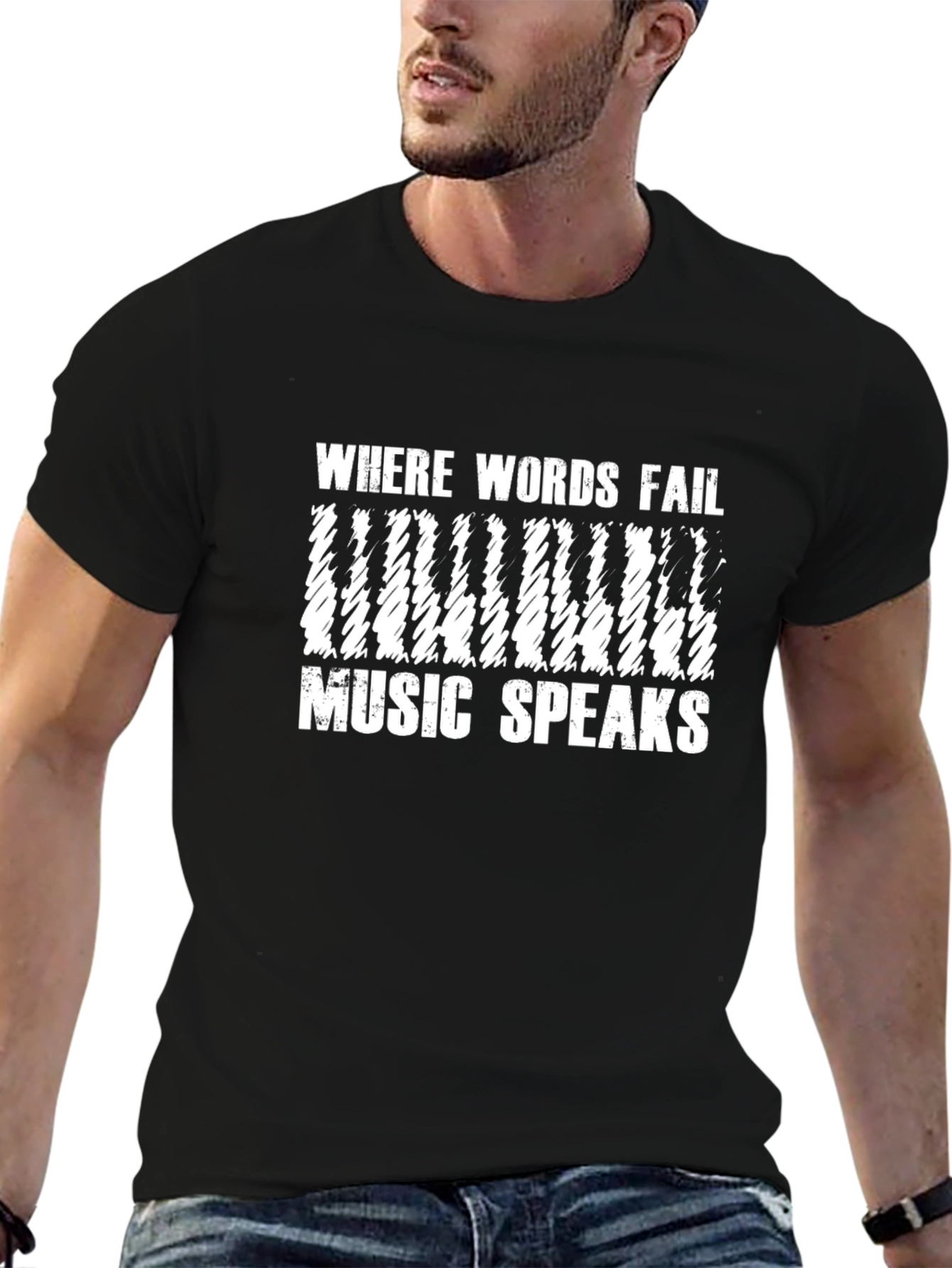 Music Speaks Graphic T-Shirt - Black Soft Cotton Tee