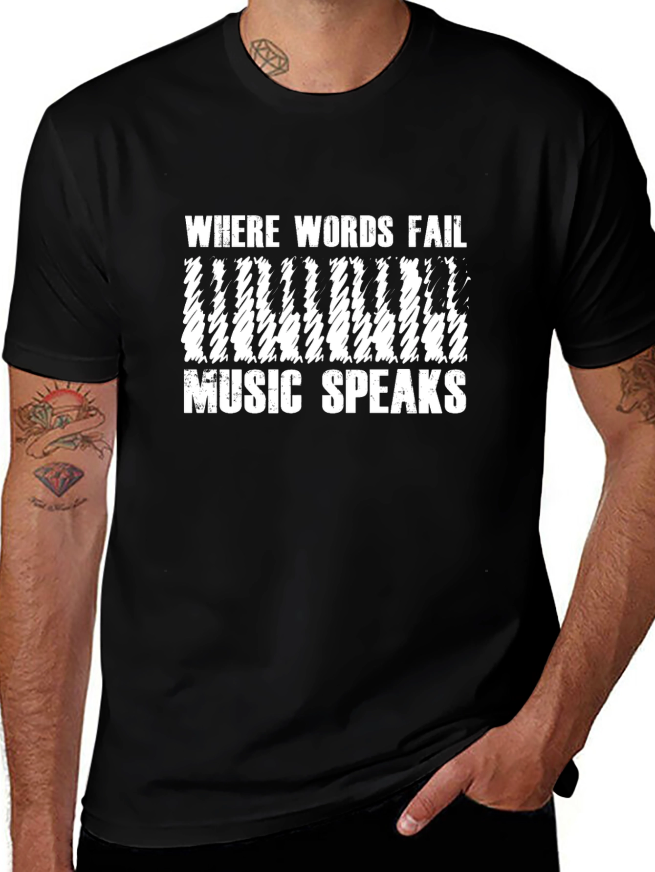 Music Speaks Graphic T-Shirt - Black Soft Cotton Tee