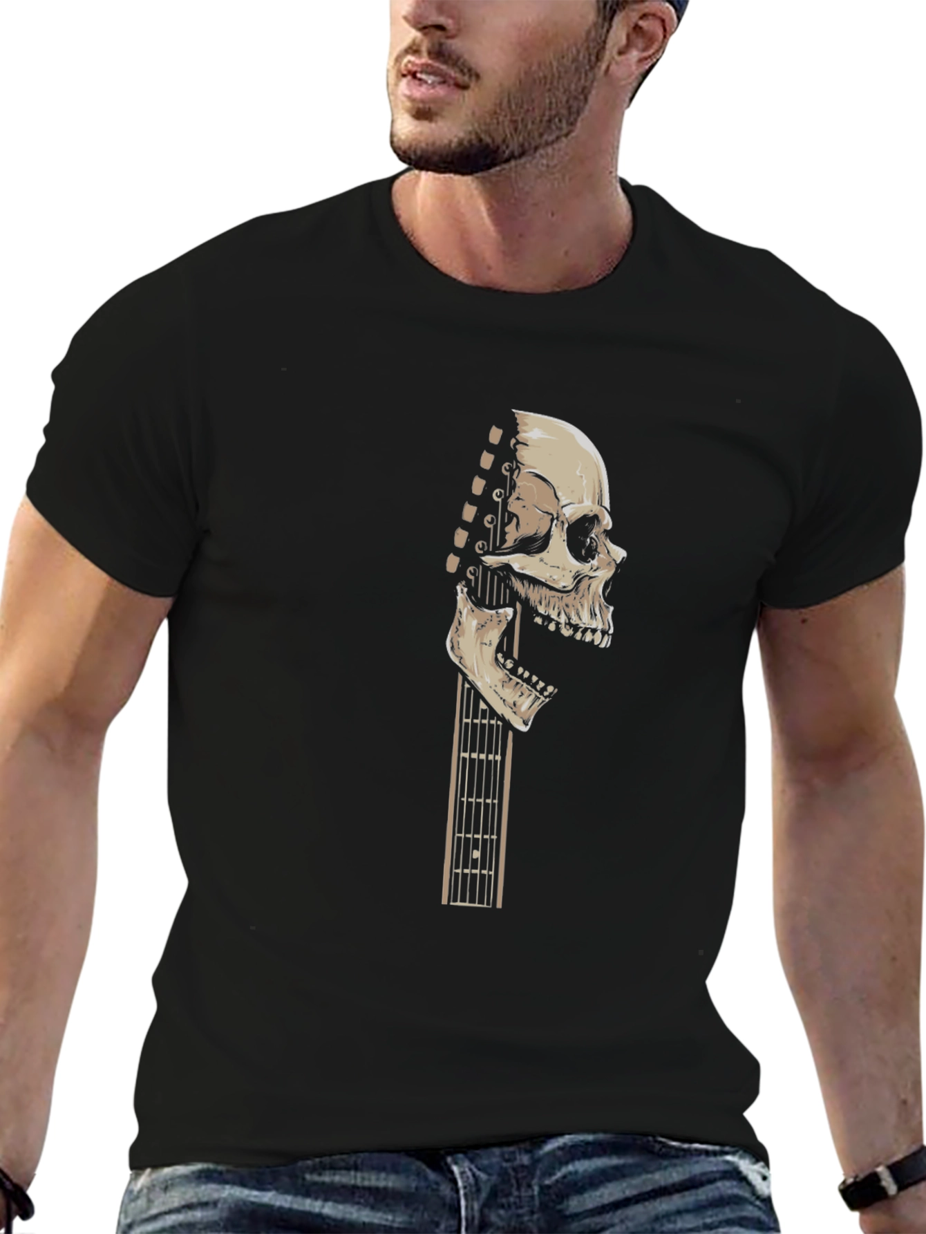 Skull Guitar Graphic Tee - Rocker Style