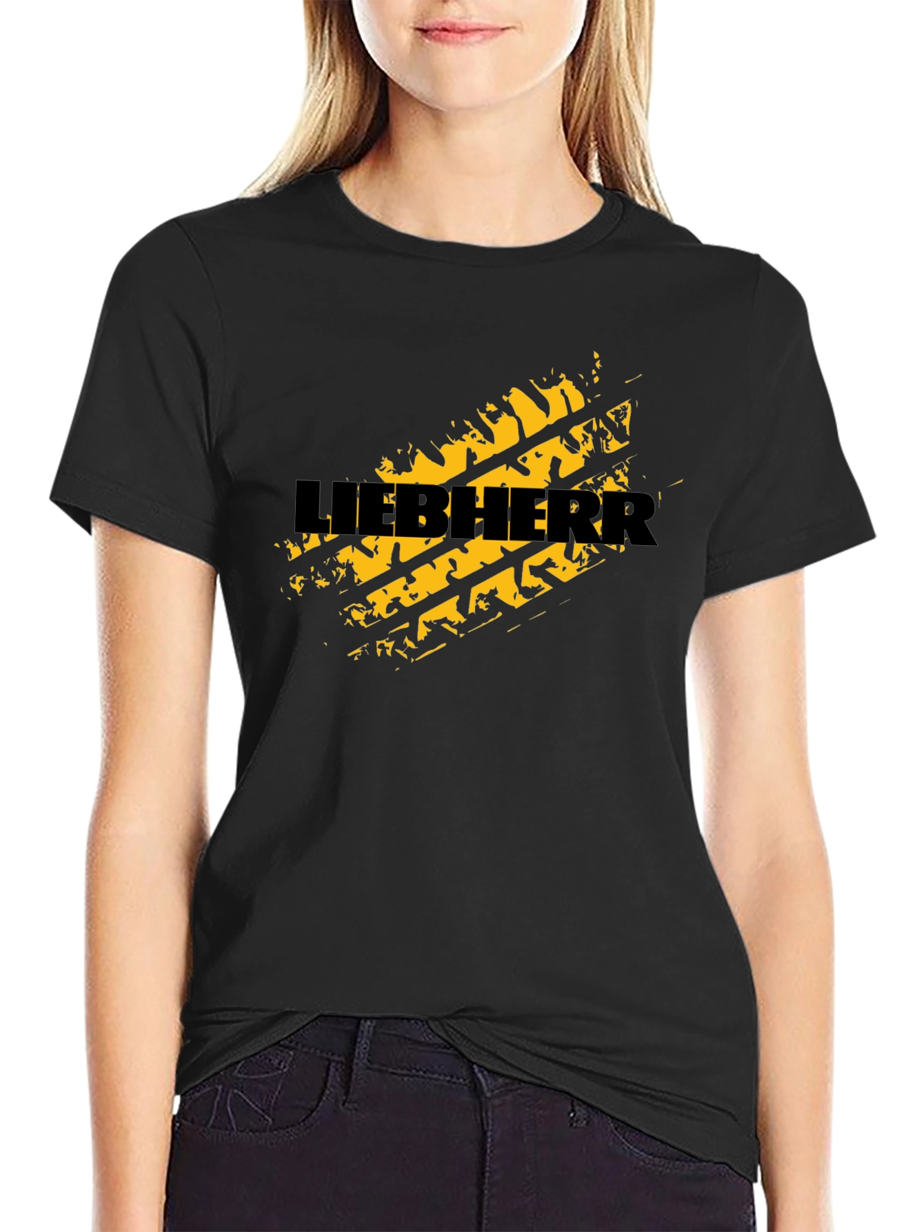 Liebherr Tire Track Graphic Tee - Black Cotton