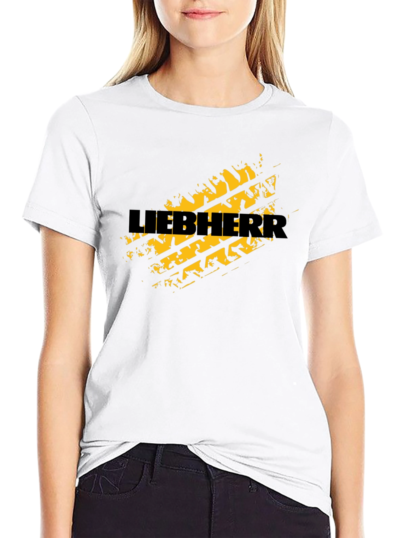 Liebherr Tire Track Graphic Tee - Black Cotton
