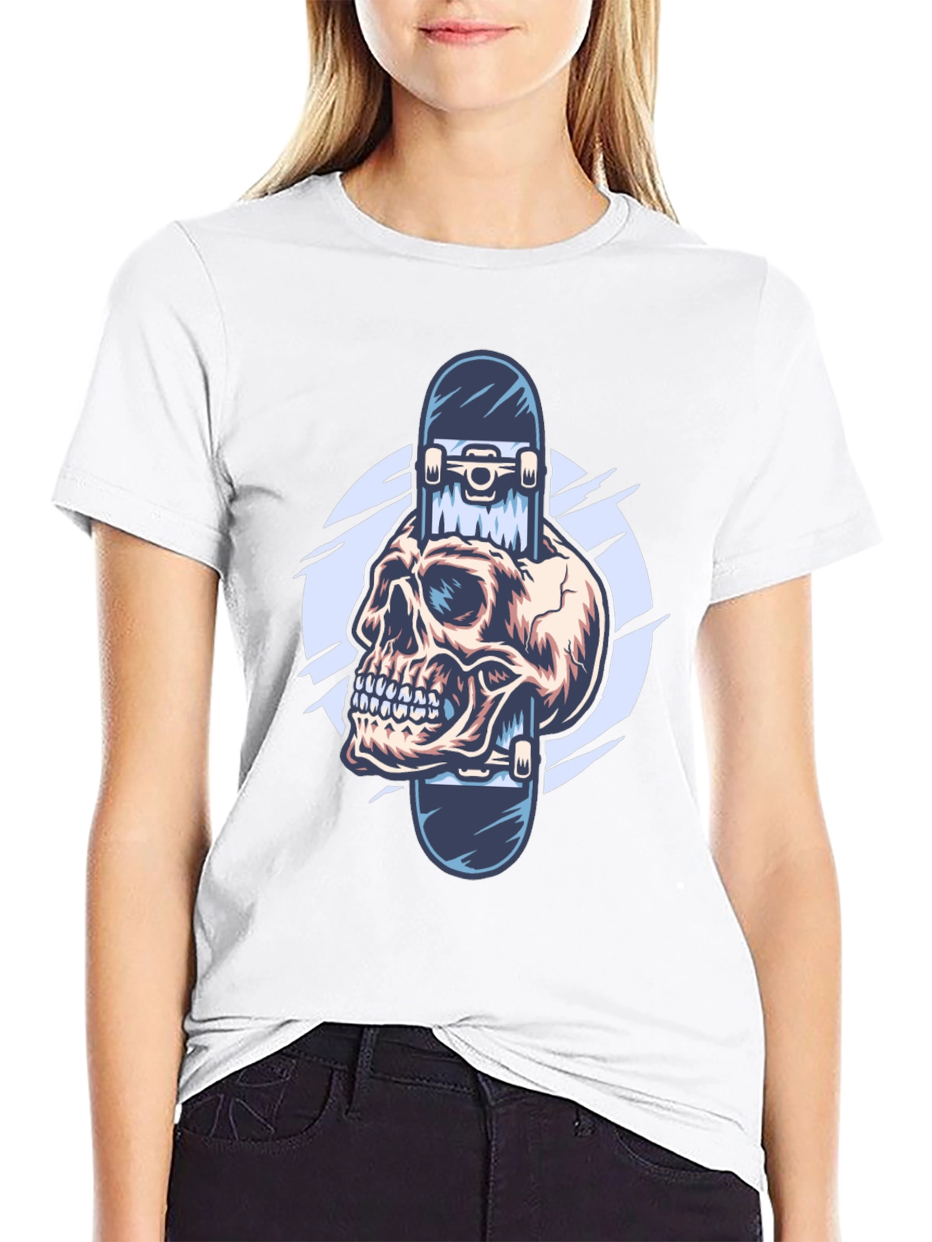Skull Skateboard Graphic Tee - Edgy Style