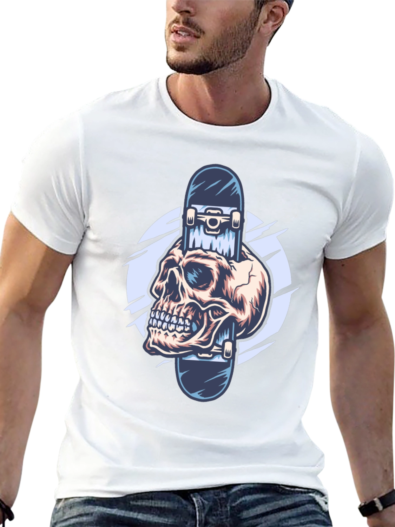 Skull Skateboard Graphic Tee - Edgy Style