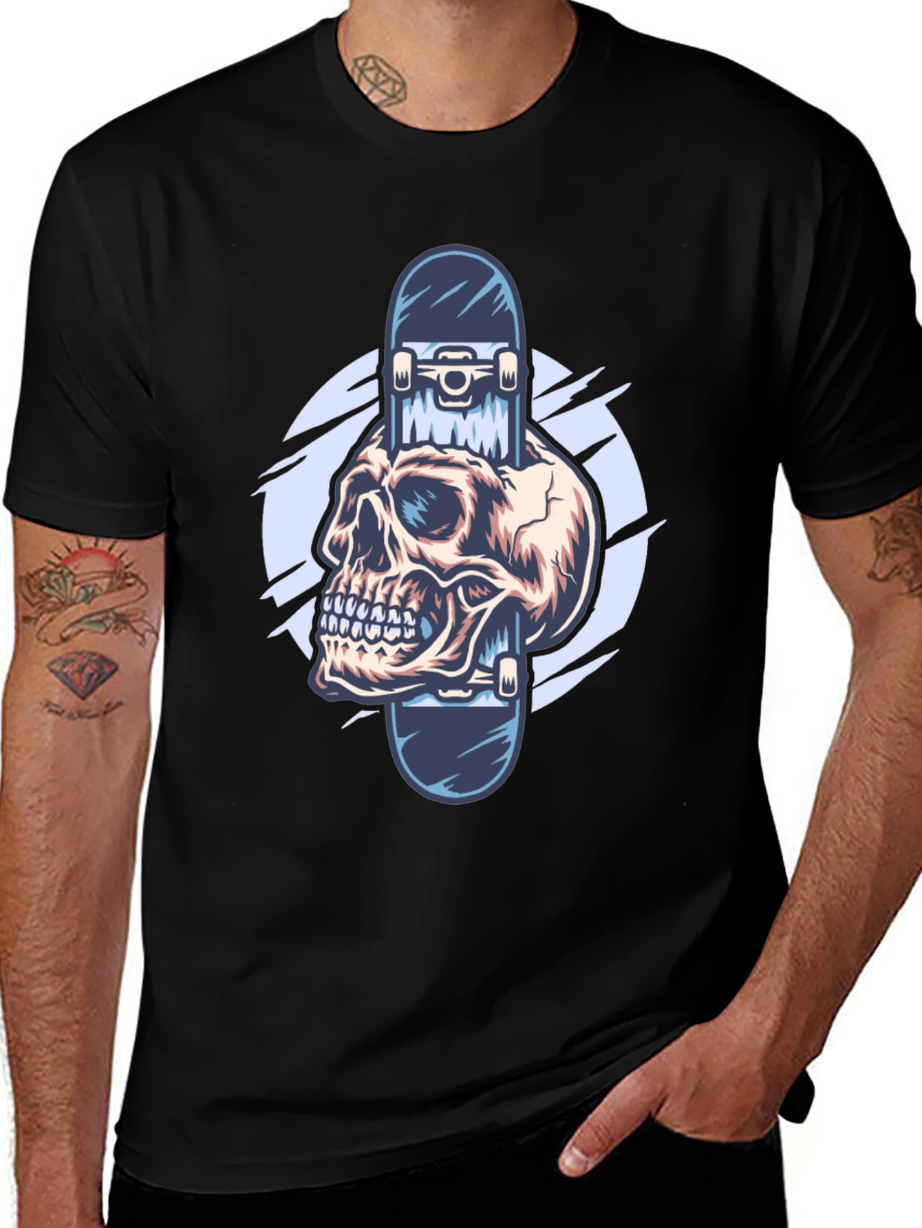 Skull Skateboard Graphic Tee - Edgy Style