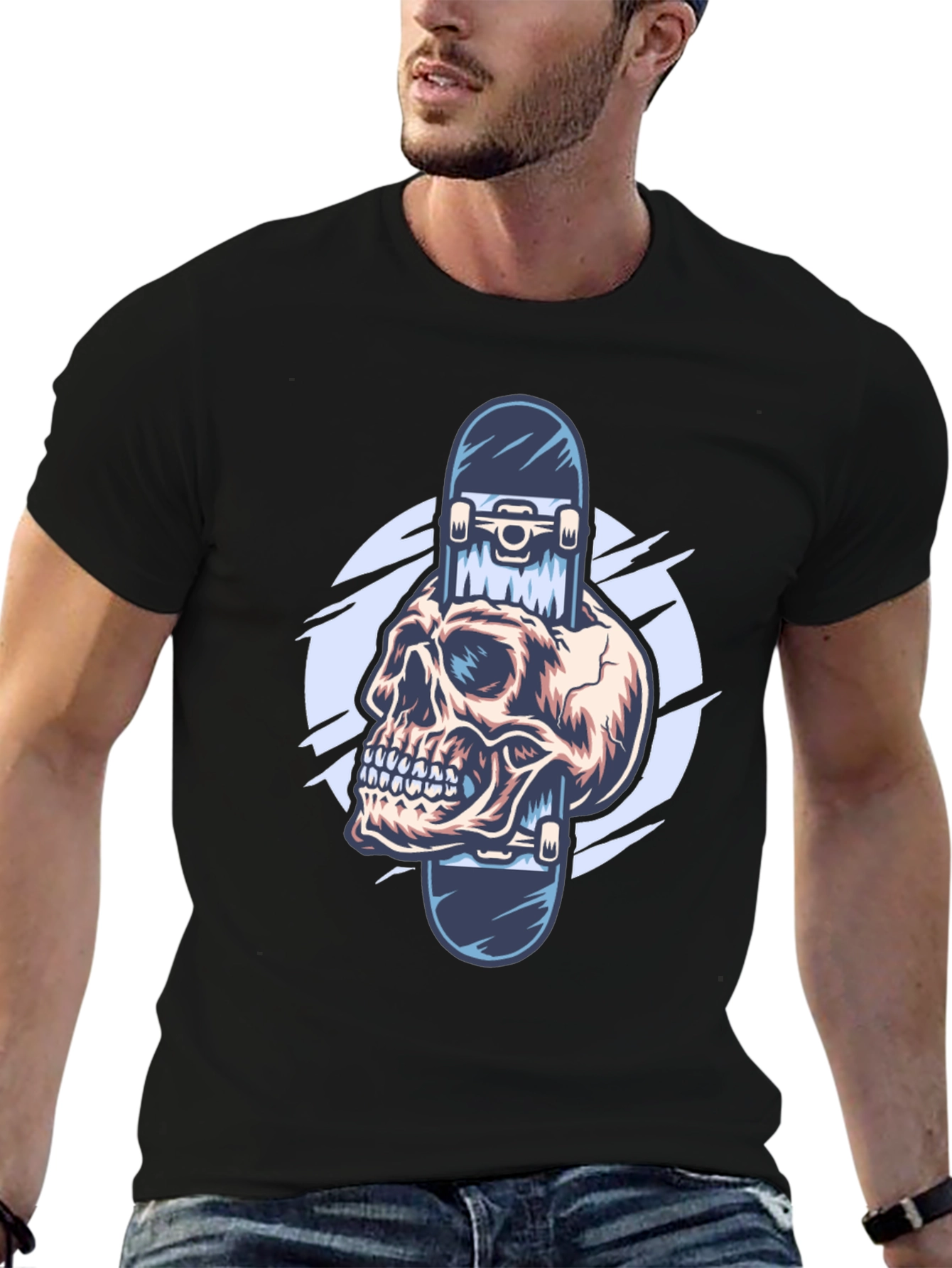 Skull Skateboard Graphic Tee - Edgy Style