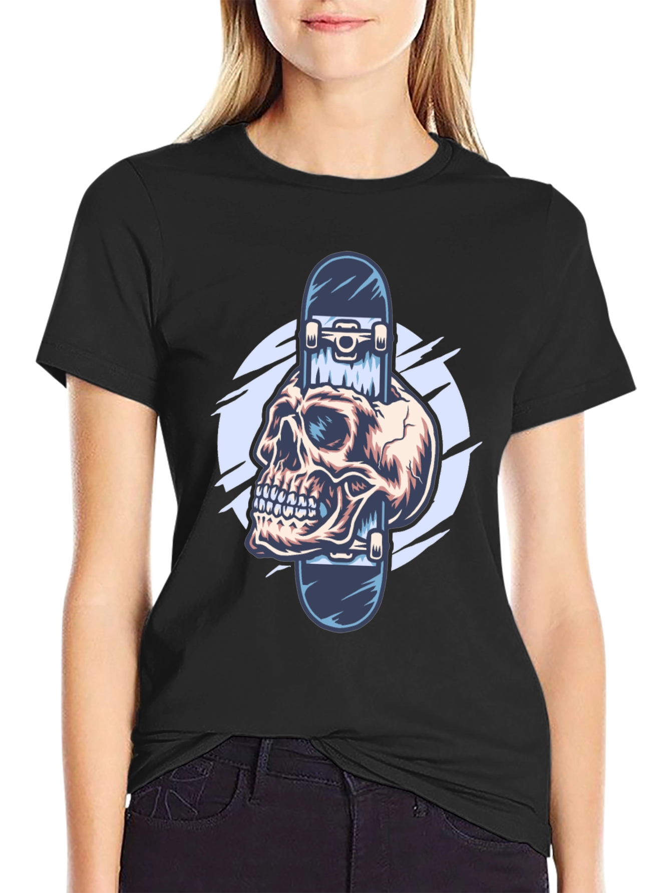 Skull Skateboard Graphic Tee - Edgy Style