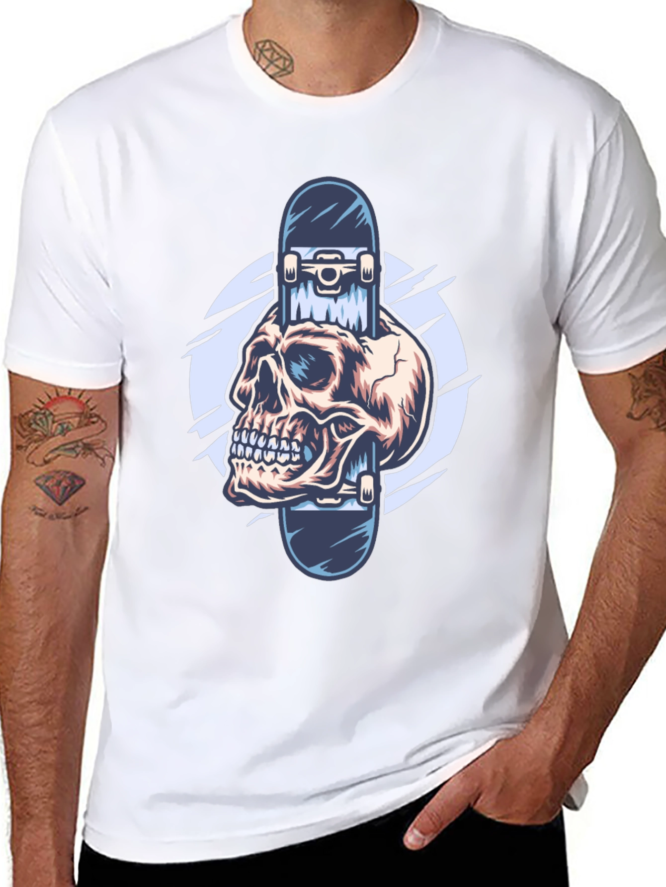 Skull Skateboard Graphic Tee - Edgy Style