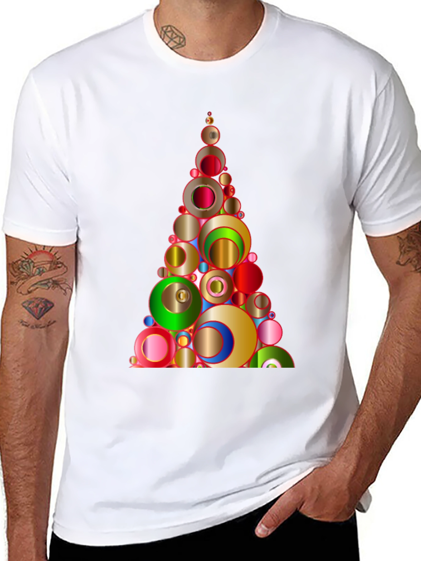 Christmas Circles Tree Graphic Tee