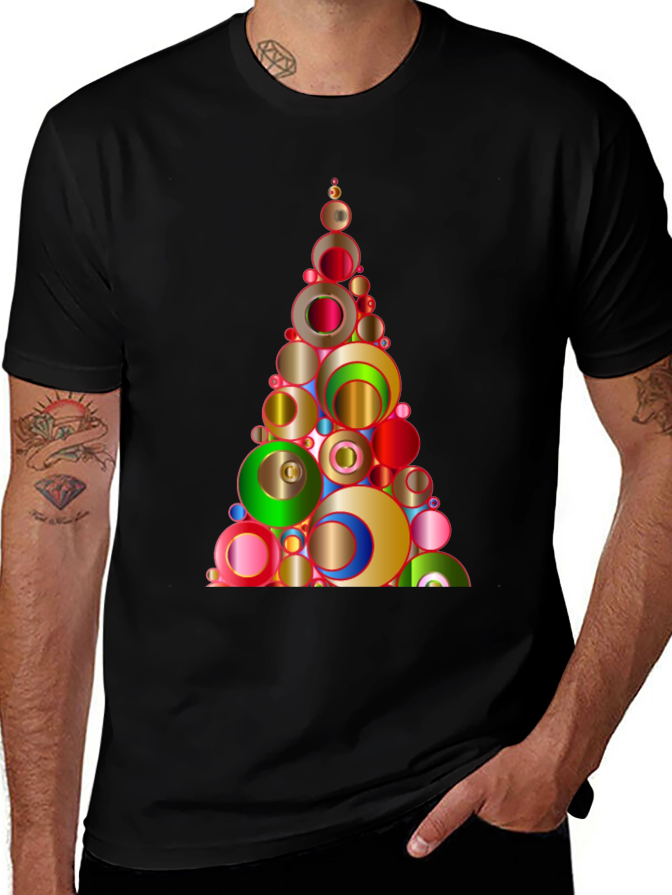Christmas Circles Tree Graphic Tee