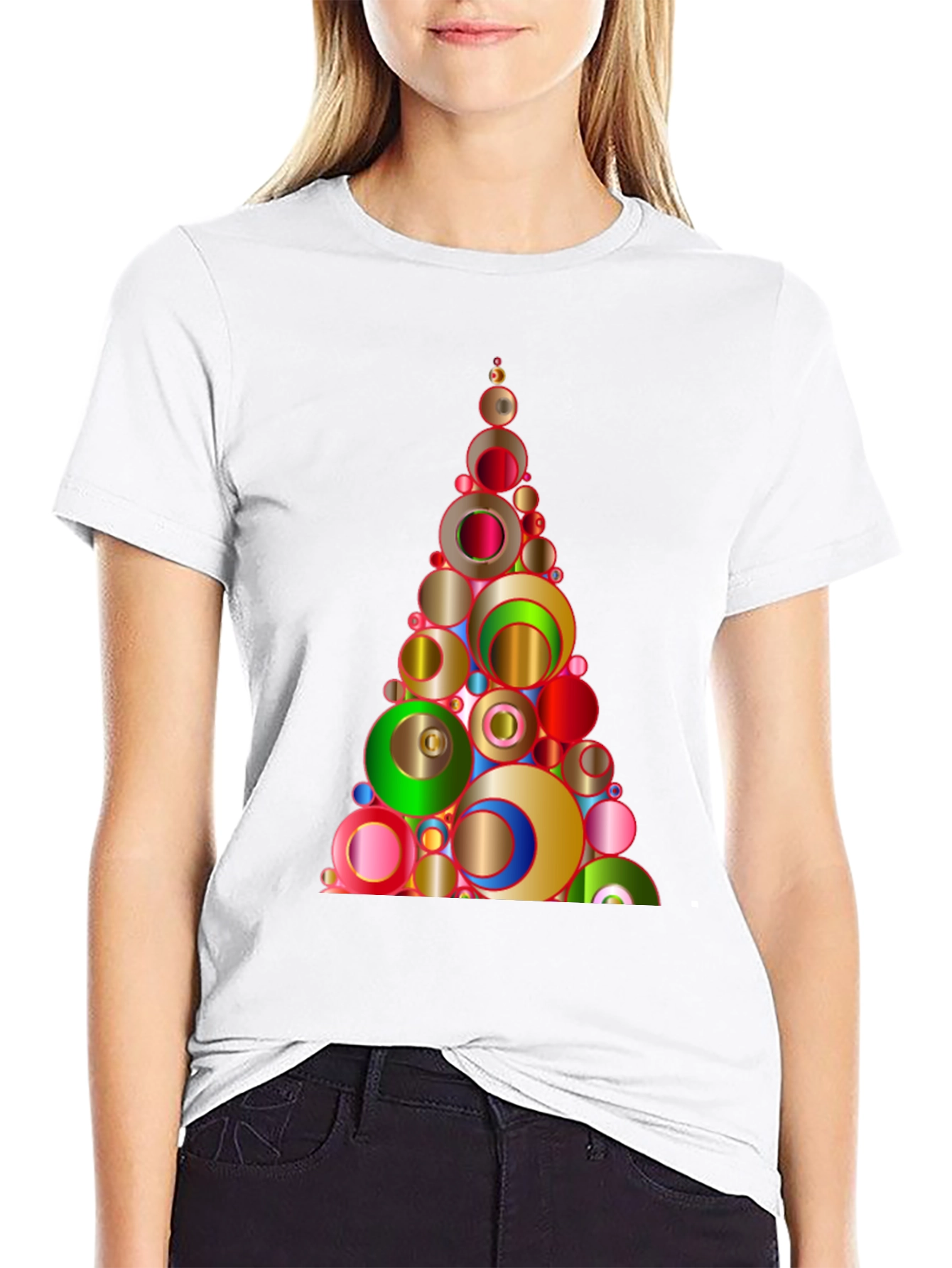 Christmas Circles Tree Graphic Tee
