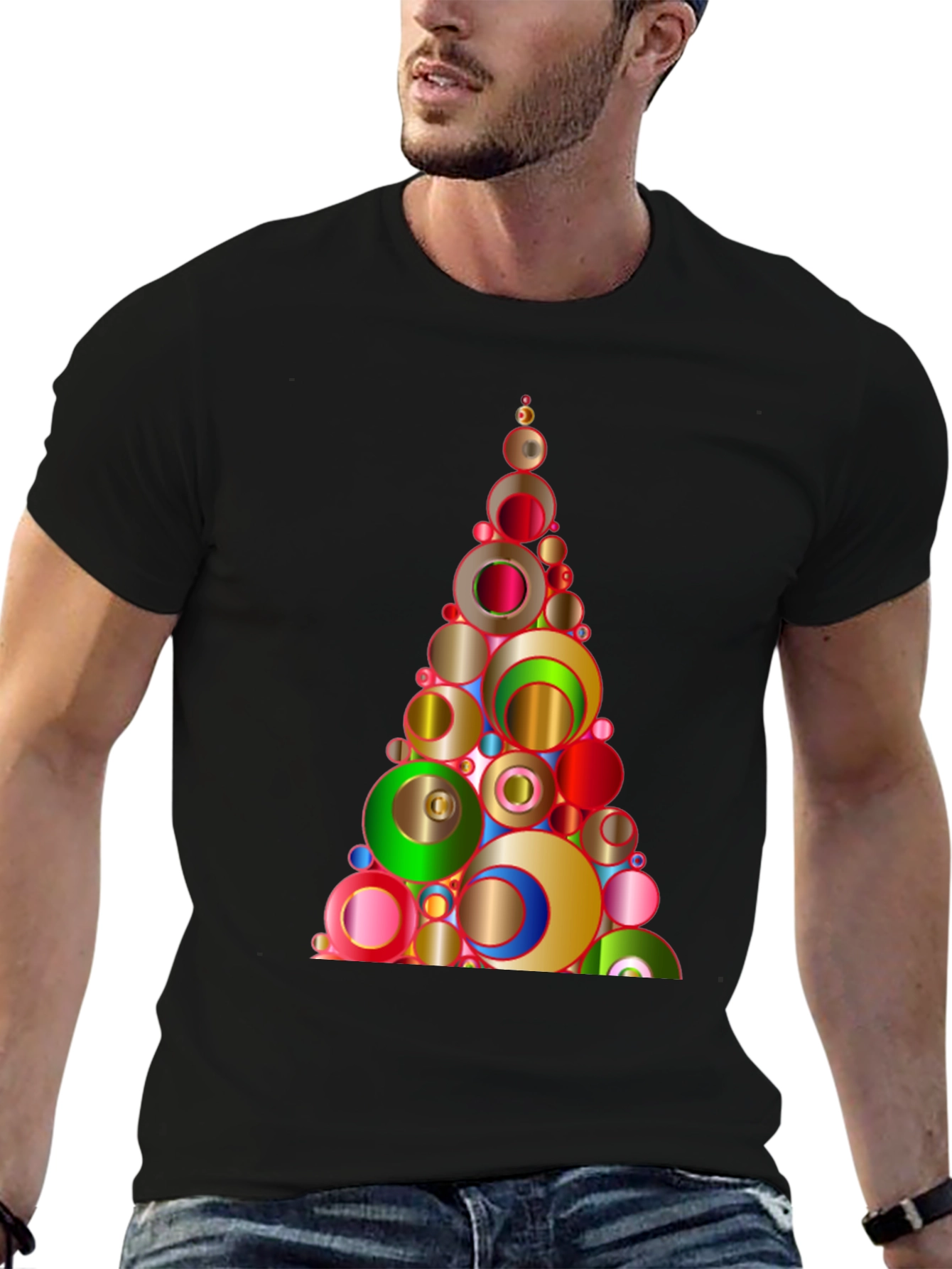 Christmas Circles Tree Graphic Tee