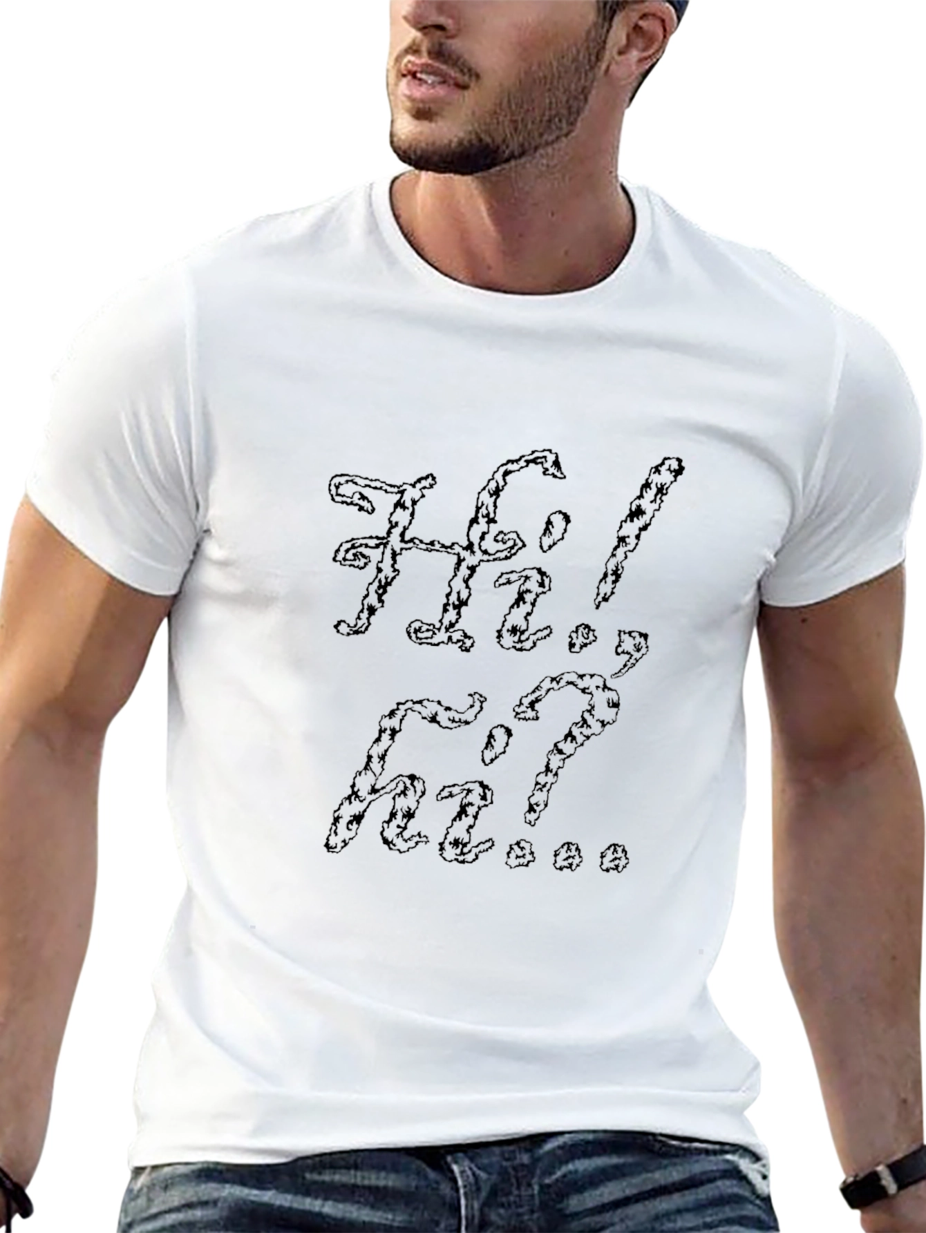 Hi! Graphic Print Black T-Shirt
