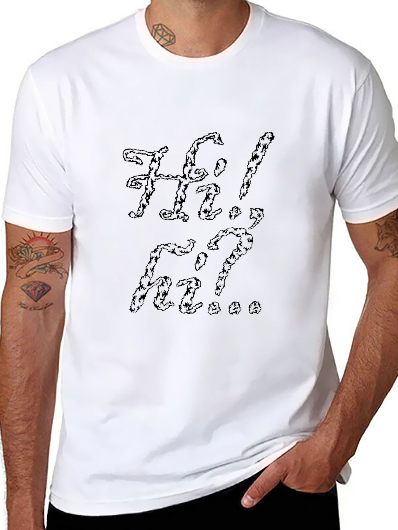 Hi! Graphic Print Black T-Shirt
