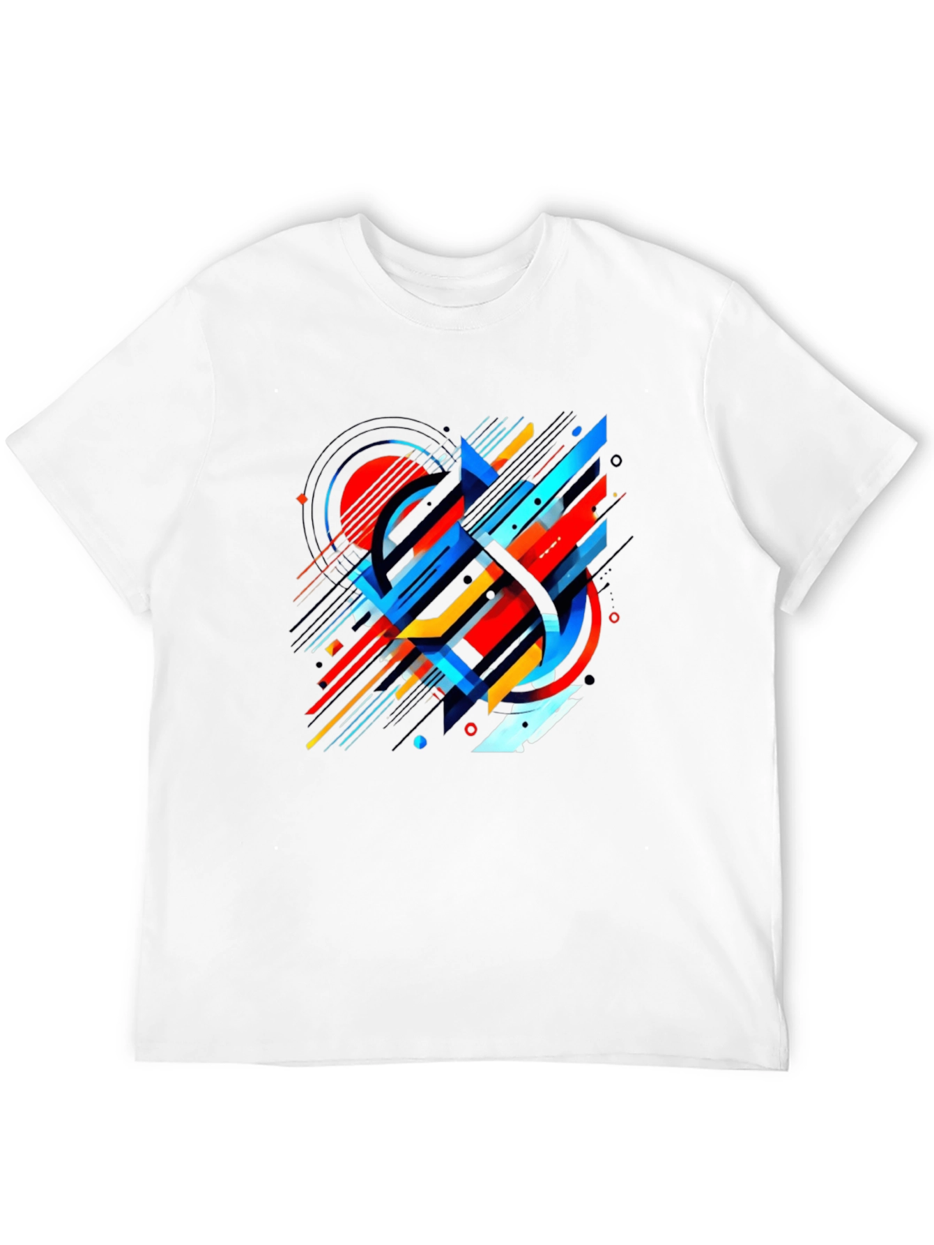 Abstract Geometric Design Black T-Shirt
