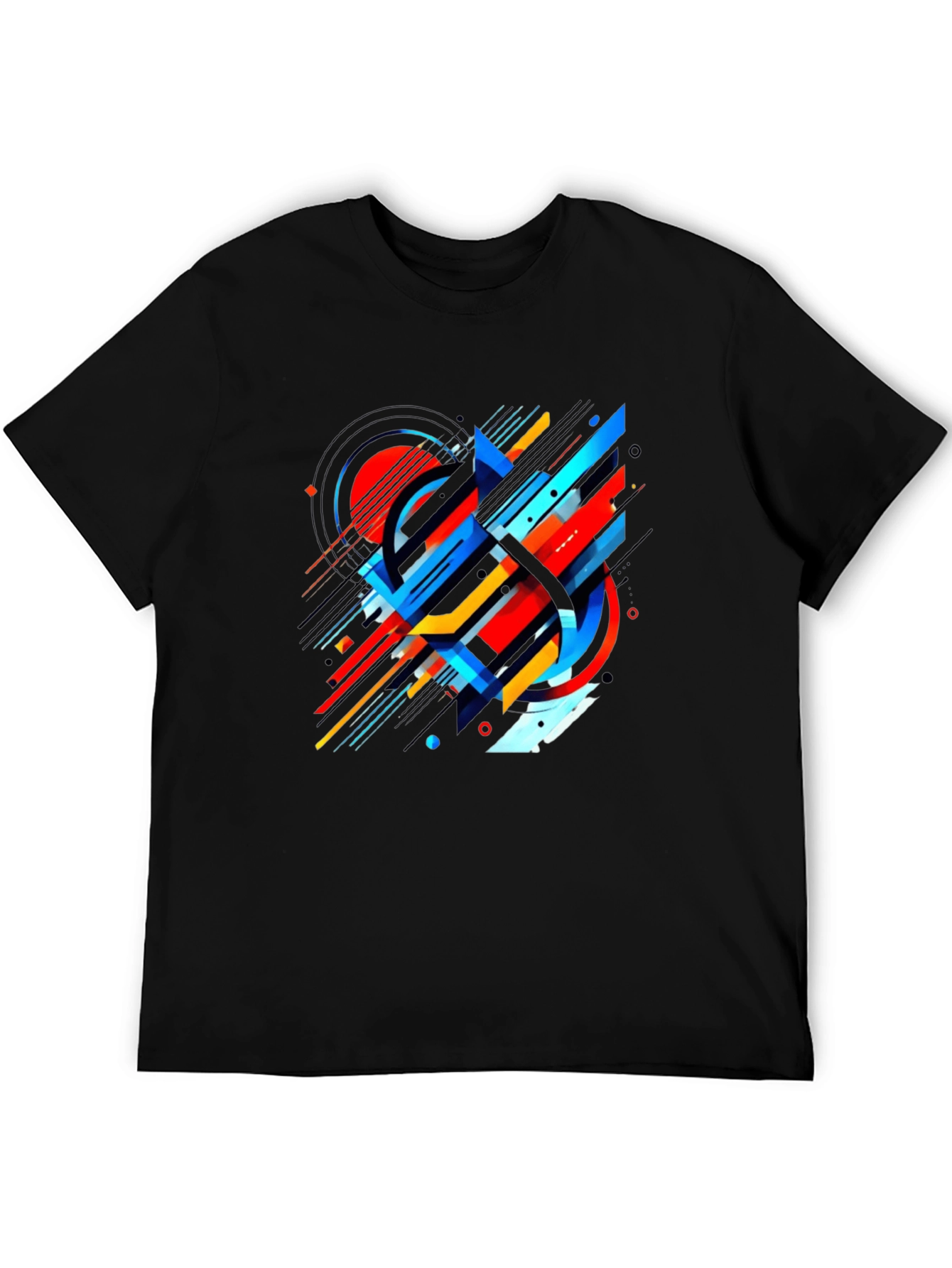 Abstract Geometric Design Black T-Shirt