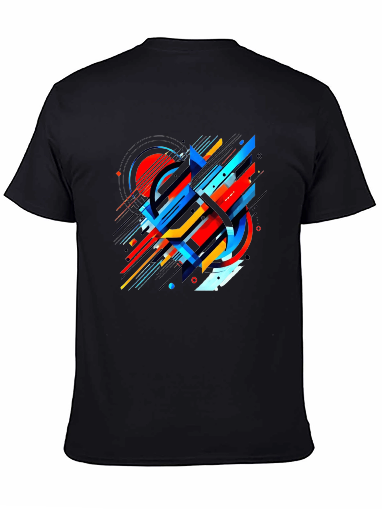Abstract Geometric Design Black T-Shirt