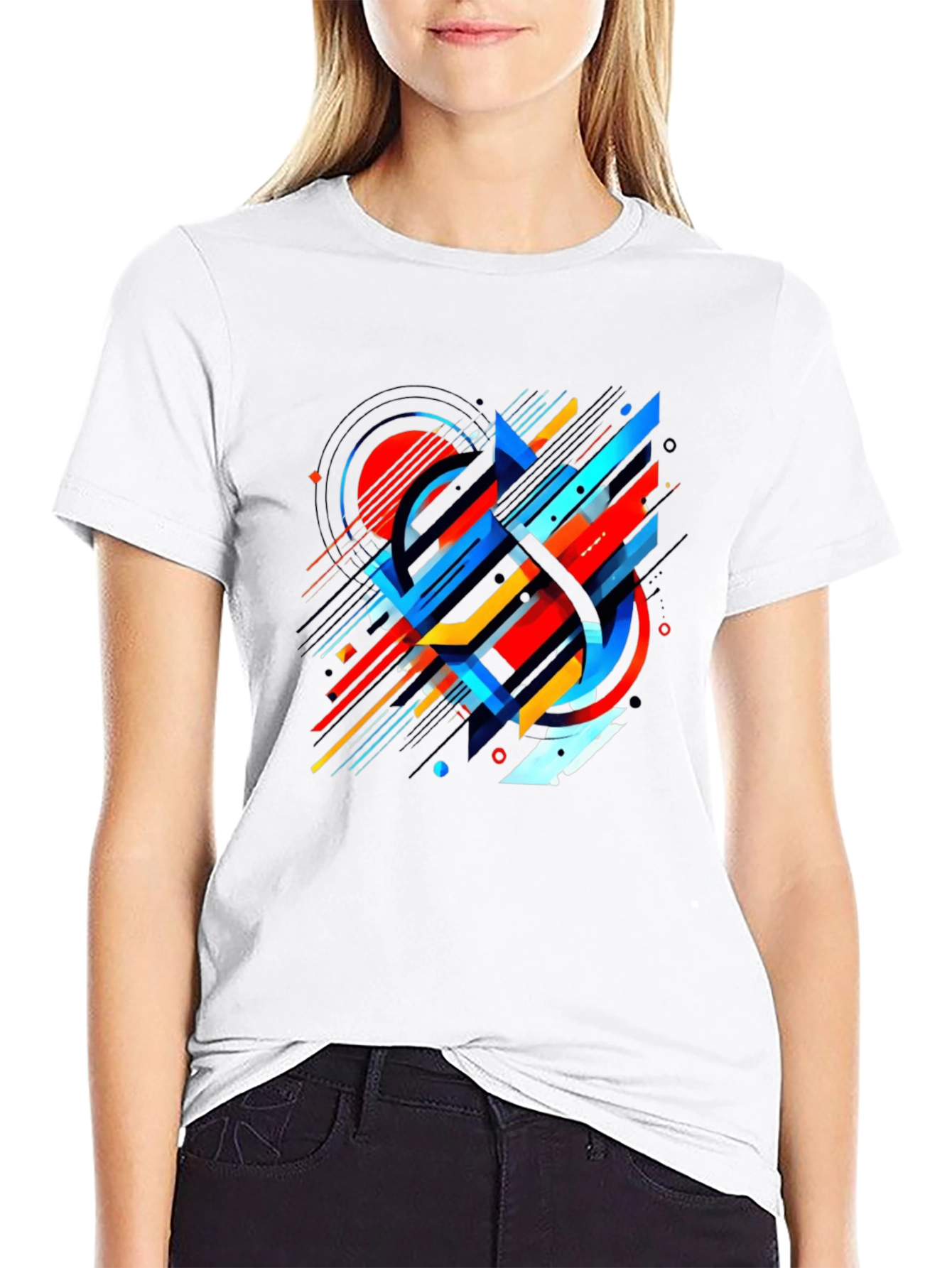 Abstract Geometric Design Black T-Shirt