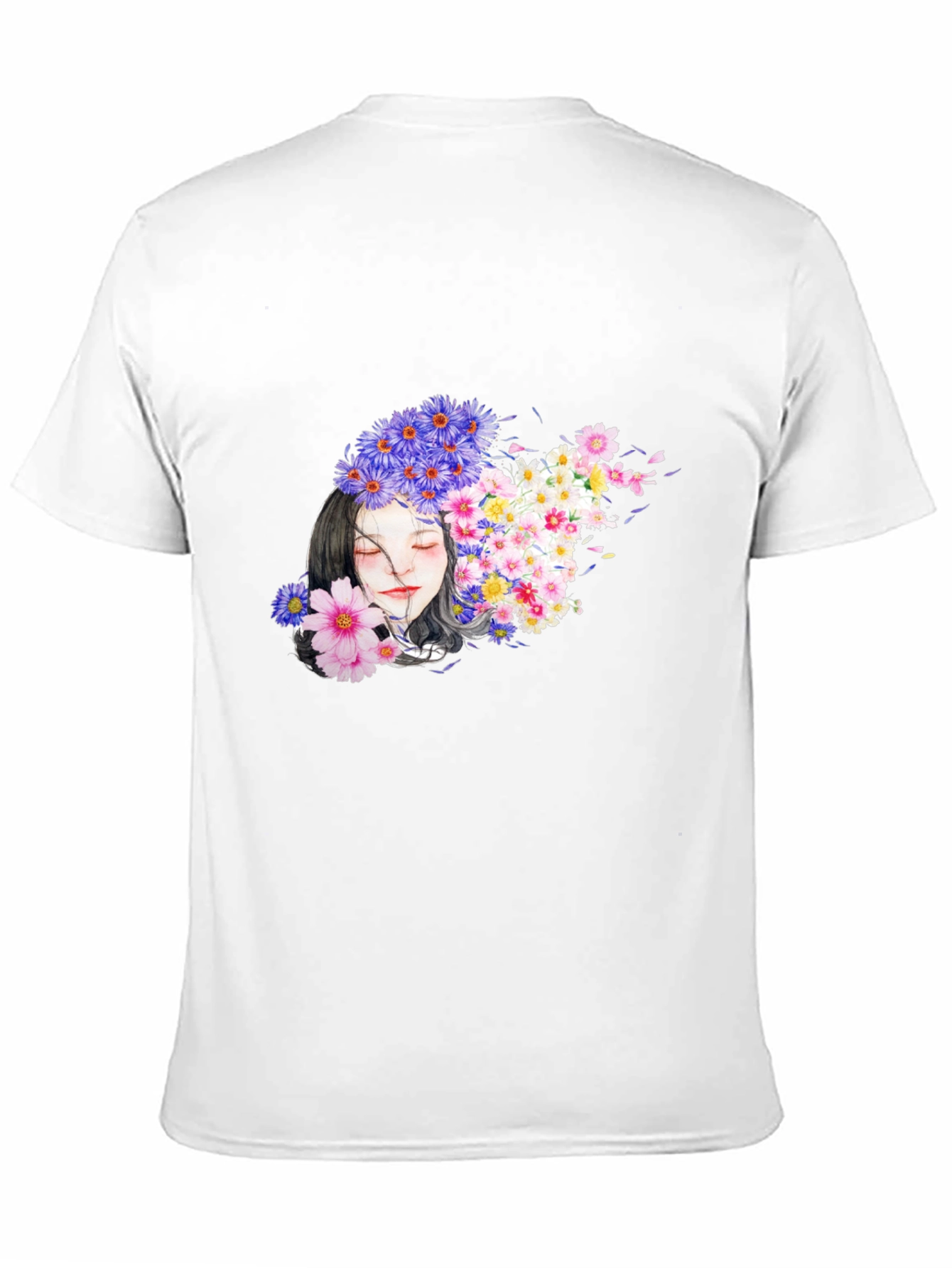 Floral Woman Black T-Shirt