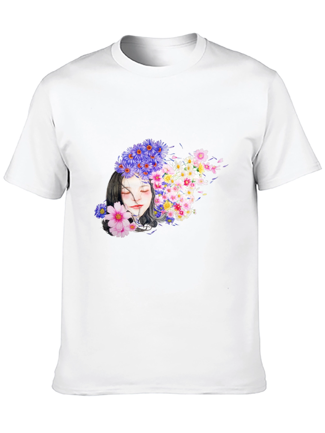 Floral Woman Black T-Shirt