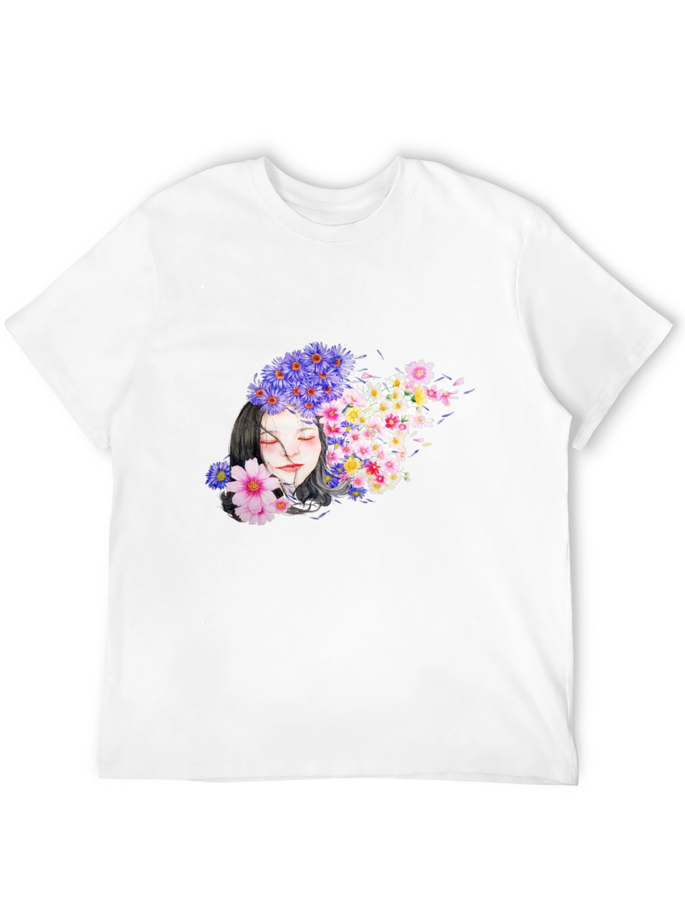 Floral Woman Black T-Shirt