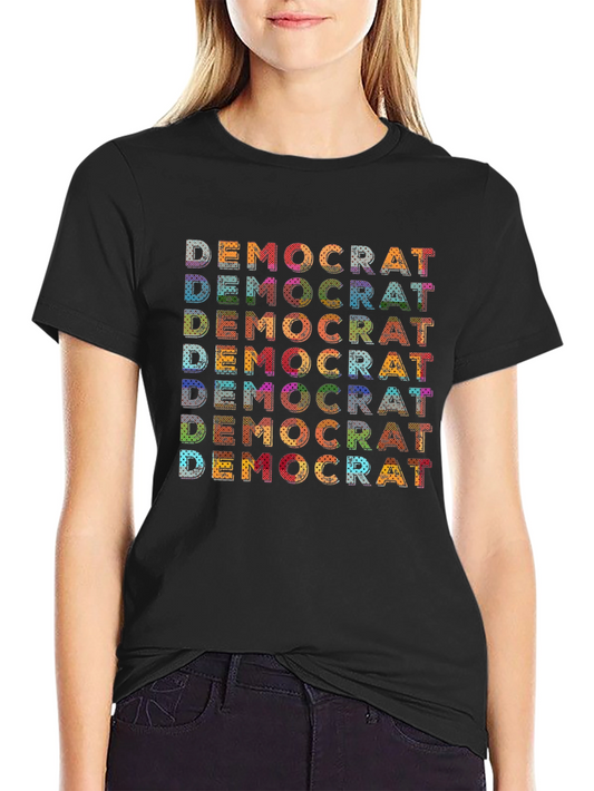 Democrat Retro Word Art Graphic Tee - Black