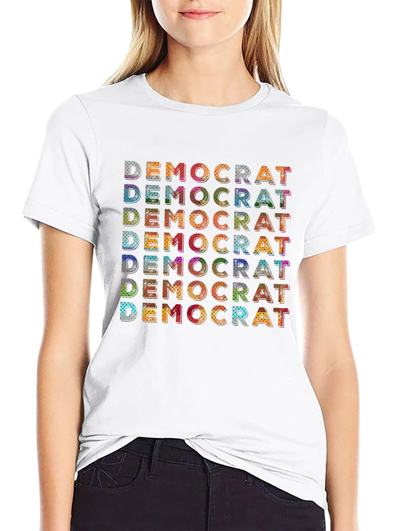 Democrat Retro Word Art Graphic Tee - Black