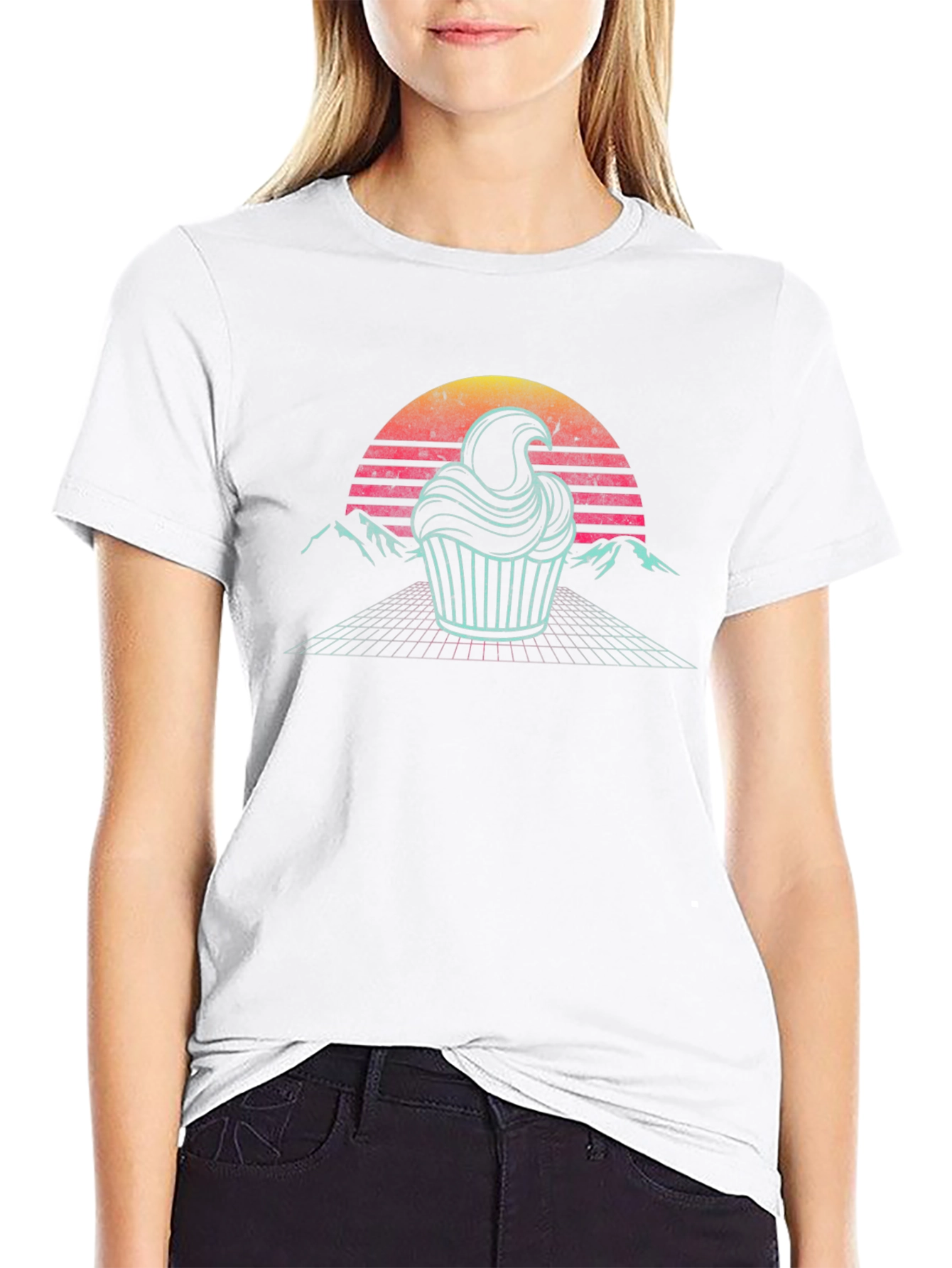 Retro Cupcake T-Shirt - Synthwave Dessert Tee