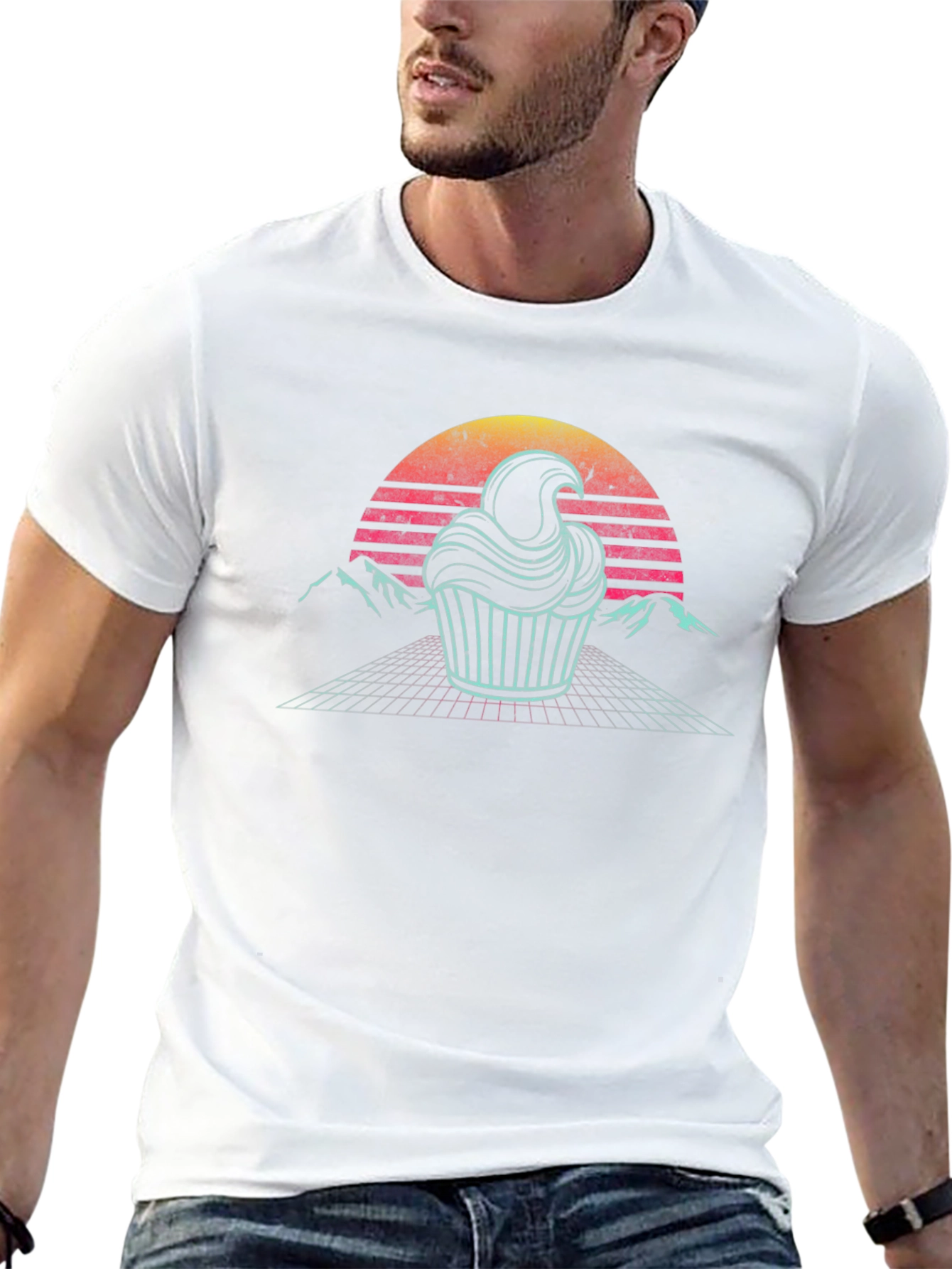 Retro Cupcake T-Shirt - Synthwave Dessert Tee