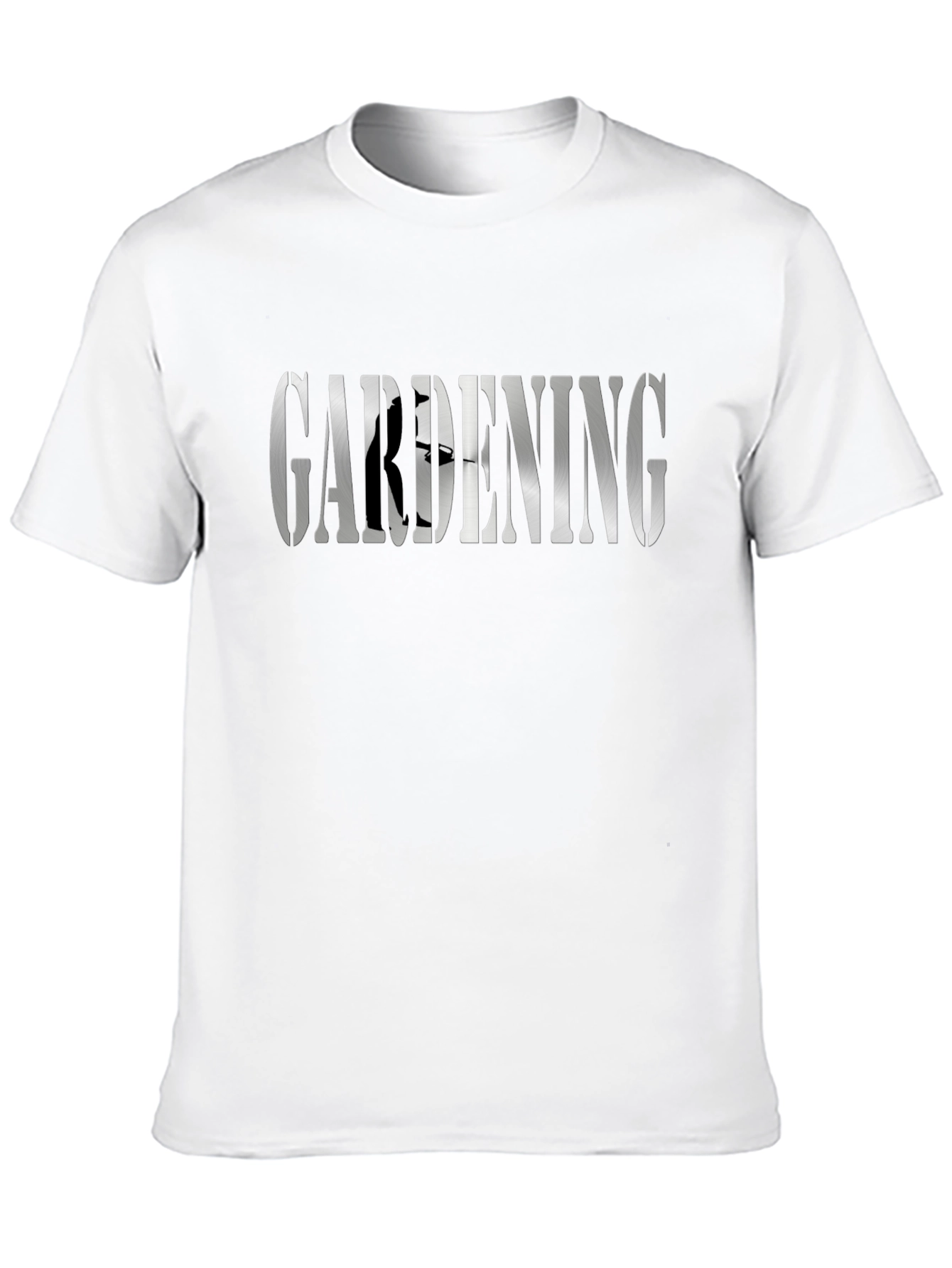 Gardening T-Shirt: Silver Word Art & Gardener Silhouette