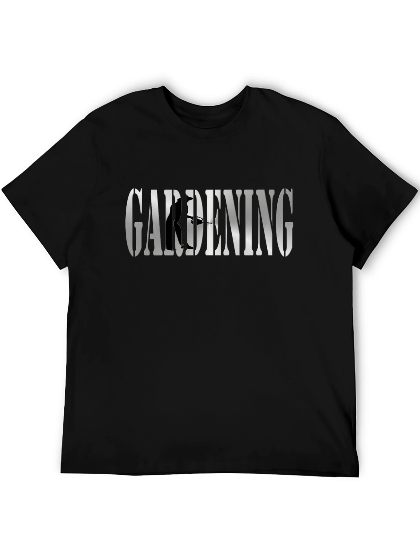 Gardening T-Shirt: Silver Word Art & Gardener Silhouette