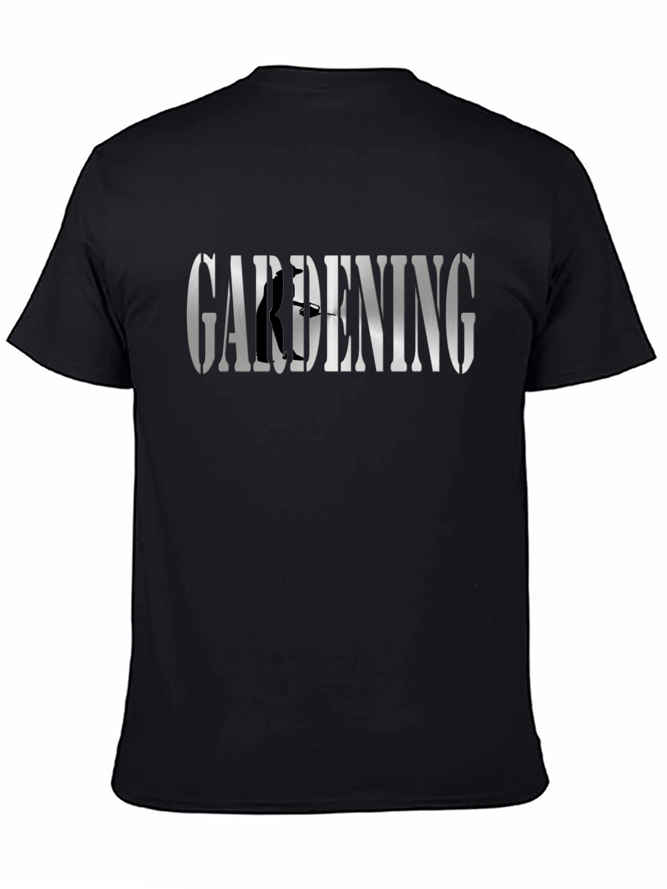 Gardening T-Shirt: Silver Word Art & Gardener Silhouette