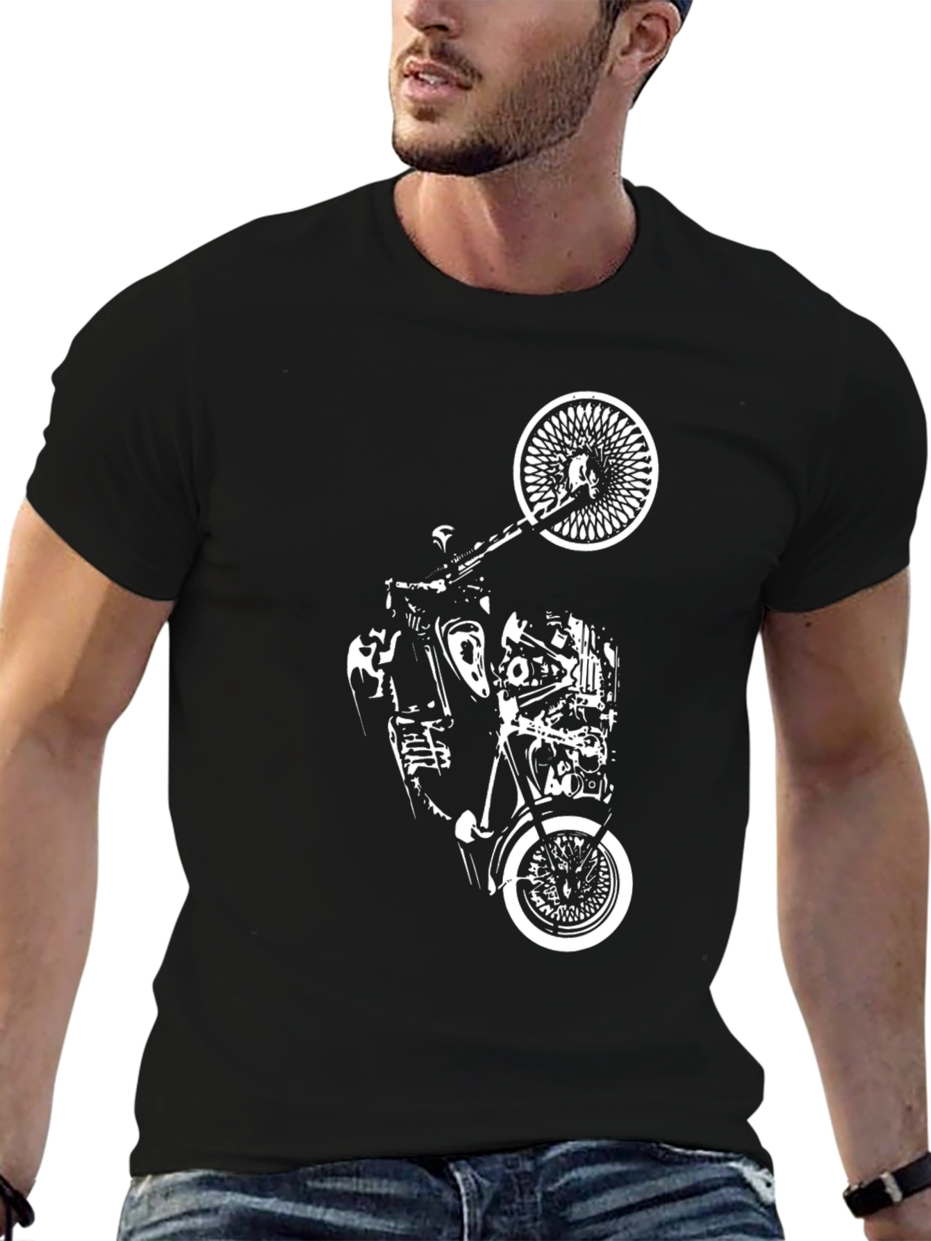 Classic Motorcycle Graphic Black T-Shirt
