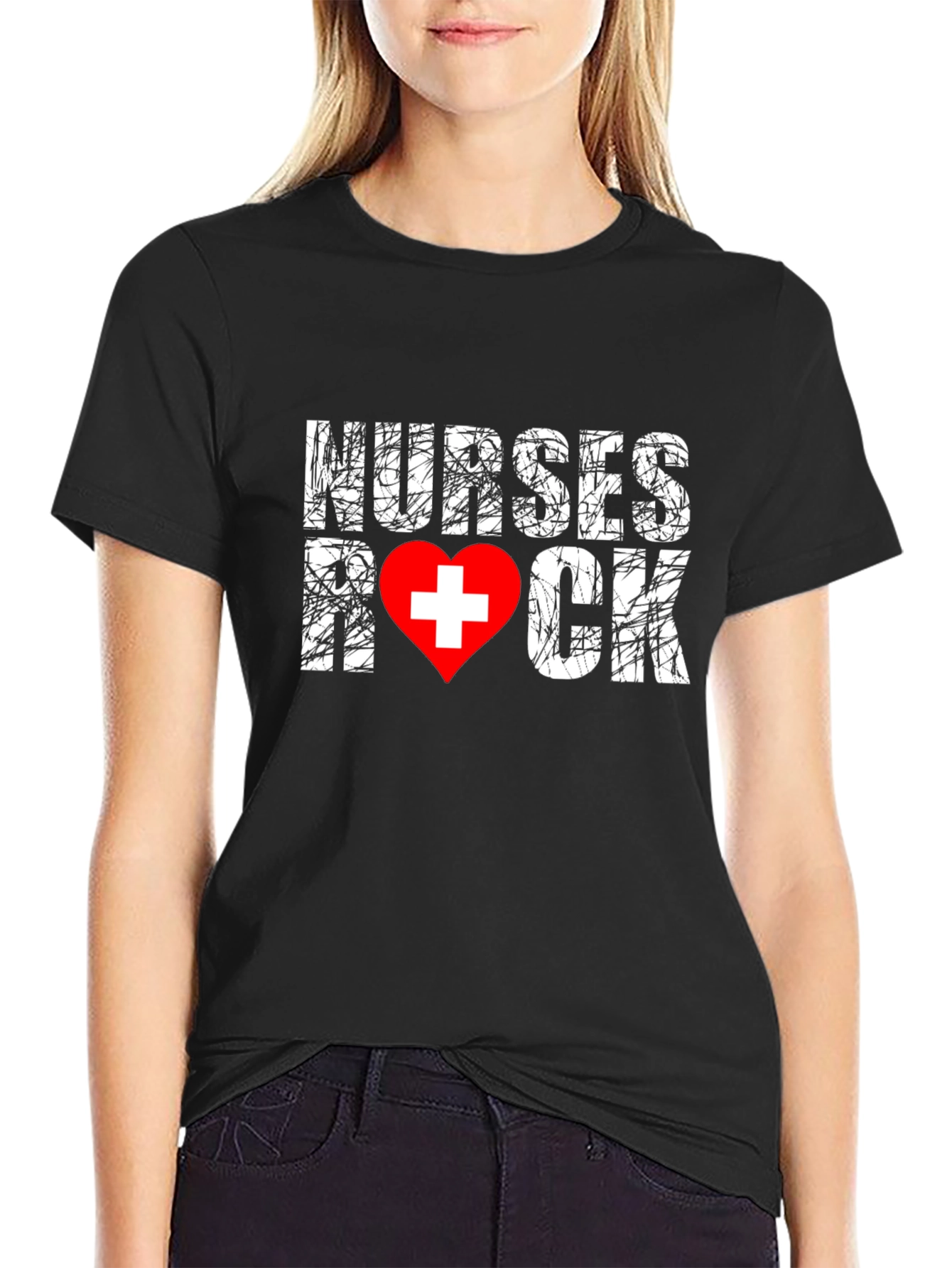 Nurses Rock Graphic T-Shirt - Stylish Black Tee