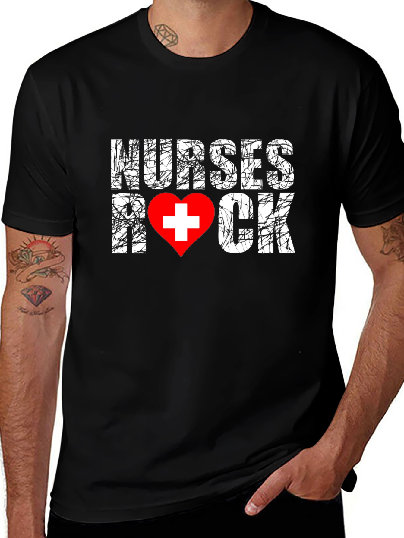 Nurses Rock Graphic T-Shirt - Stylish Black Tee