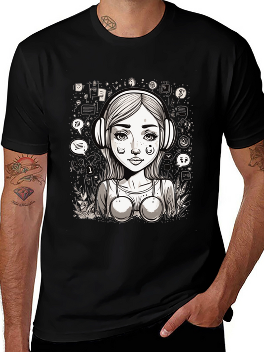Graphic Tee - Girl with Headphones Design